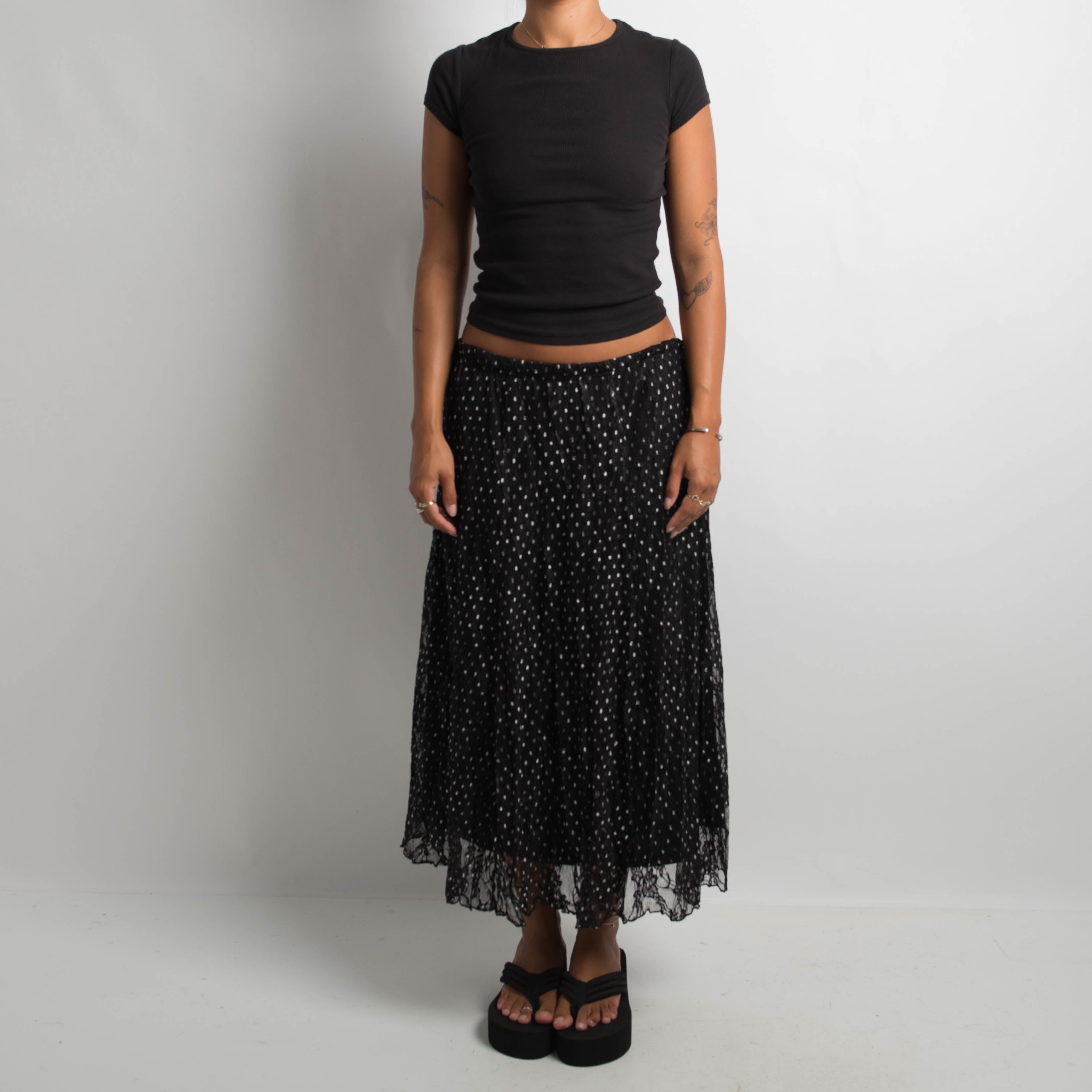 POLKA DOT LONGLINE SKIRT