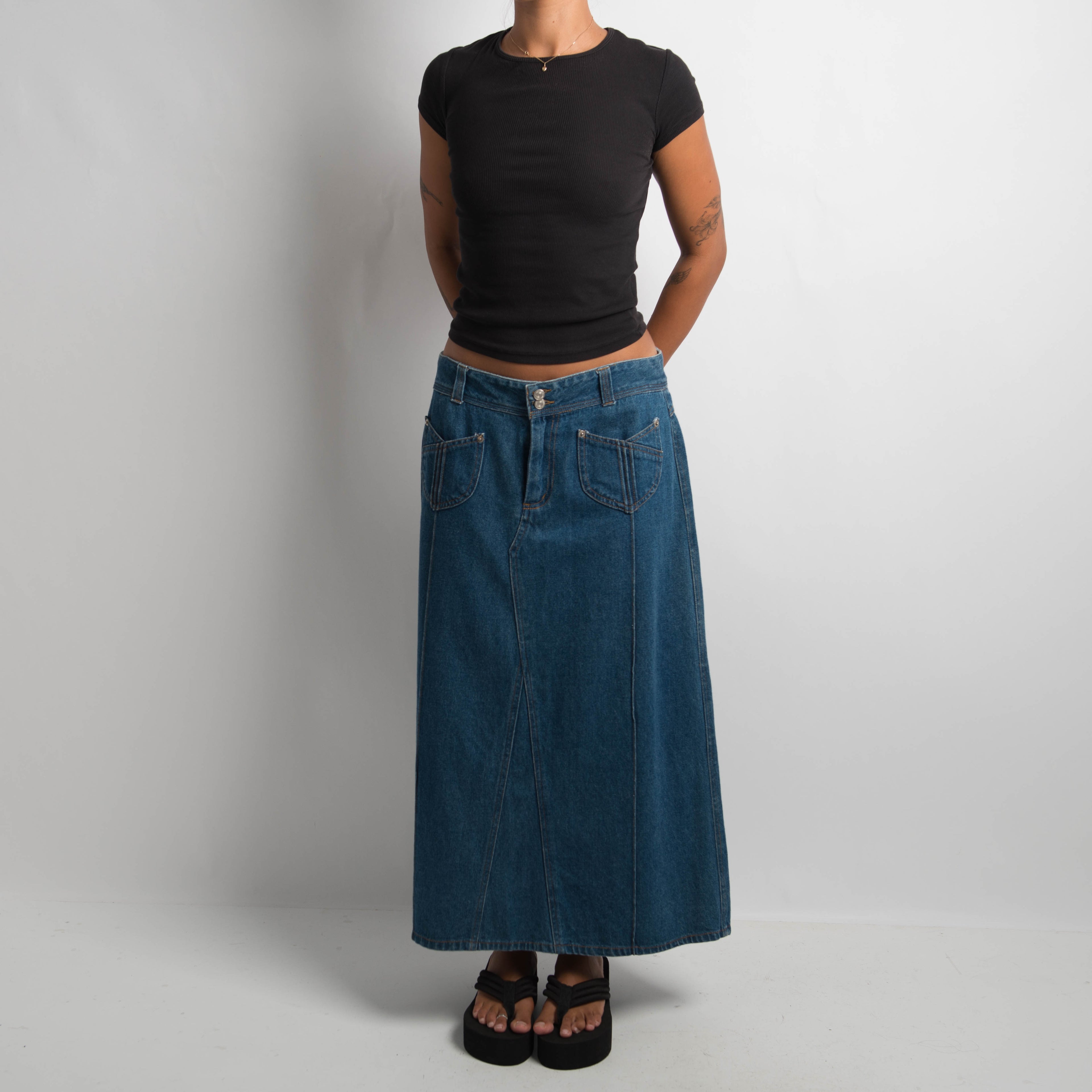 LONGLINE DENIM SKIRT