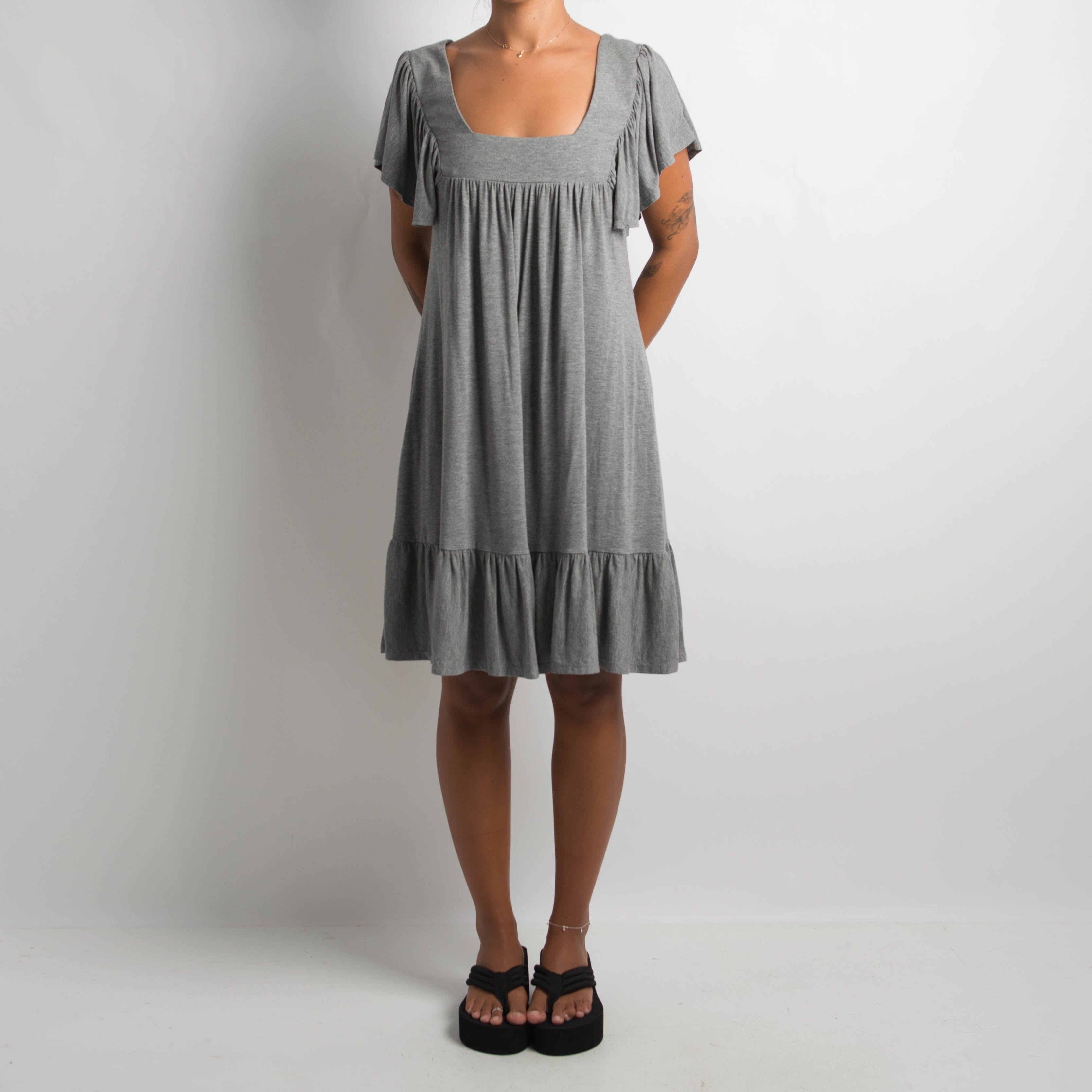 GREY RUFFLE DRESS
