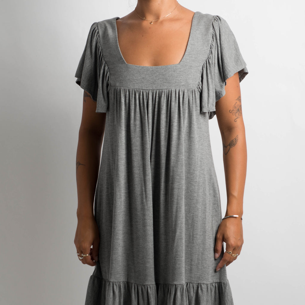 GREY RUFFLE DRESS