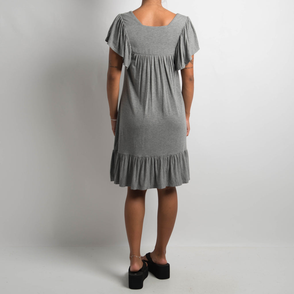 GREY RUFFLE DRESS