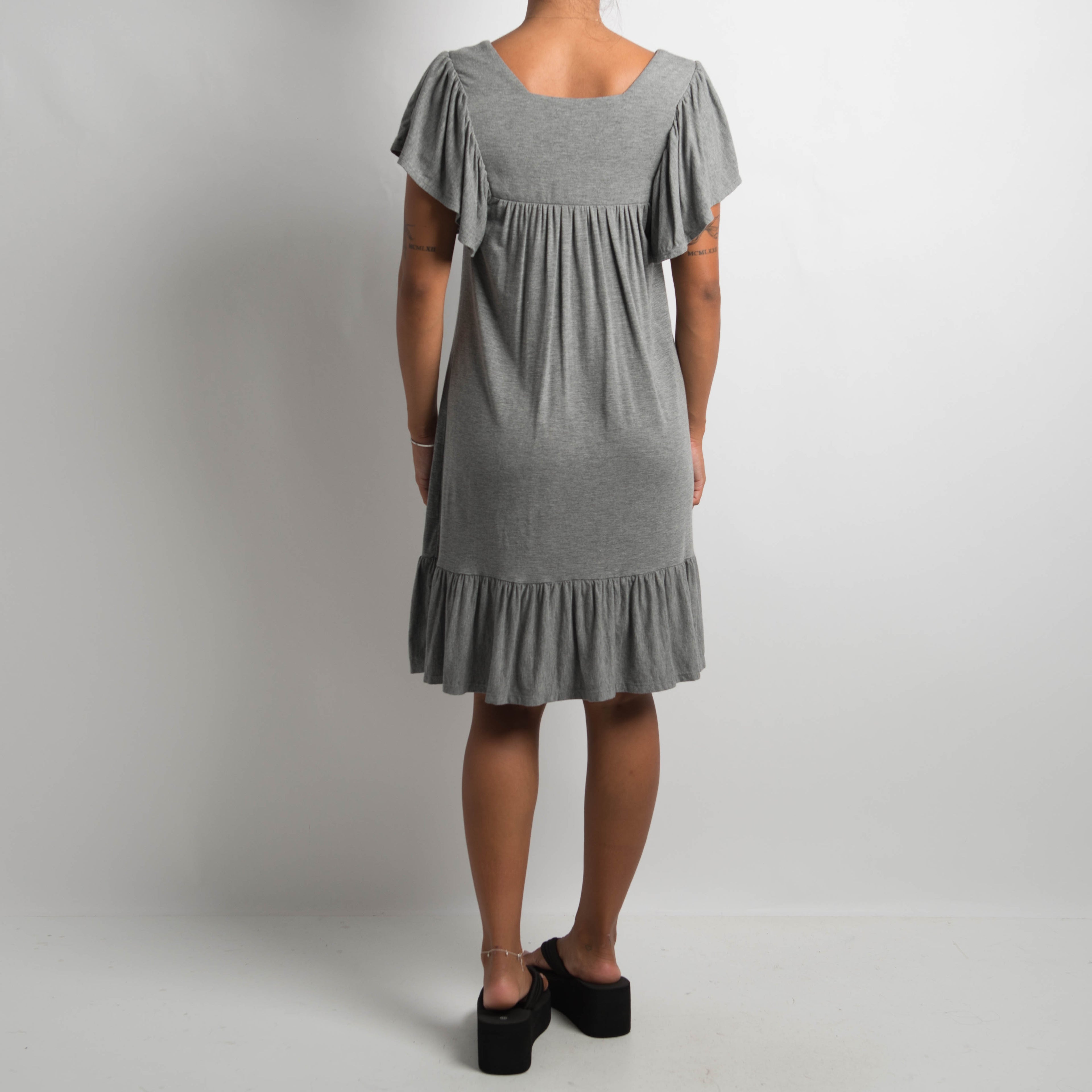 GREY RUFFLE DRESS