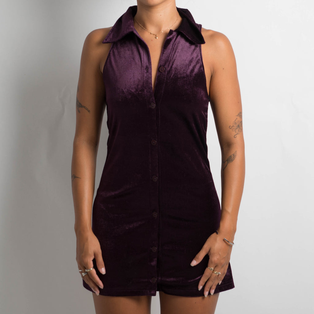 PURPLE VELOUR MINI DRESS