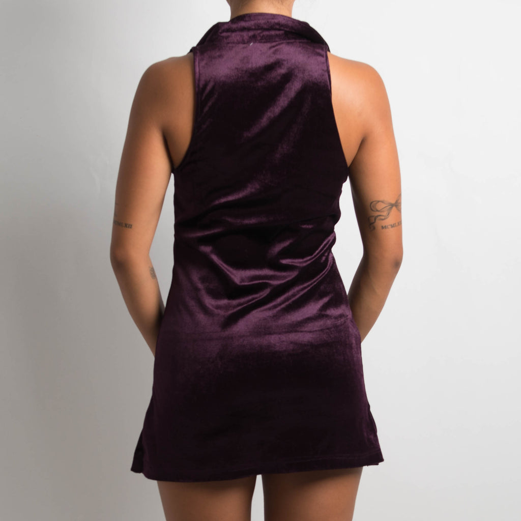 PURPLE VELOUR MINI DRESS