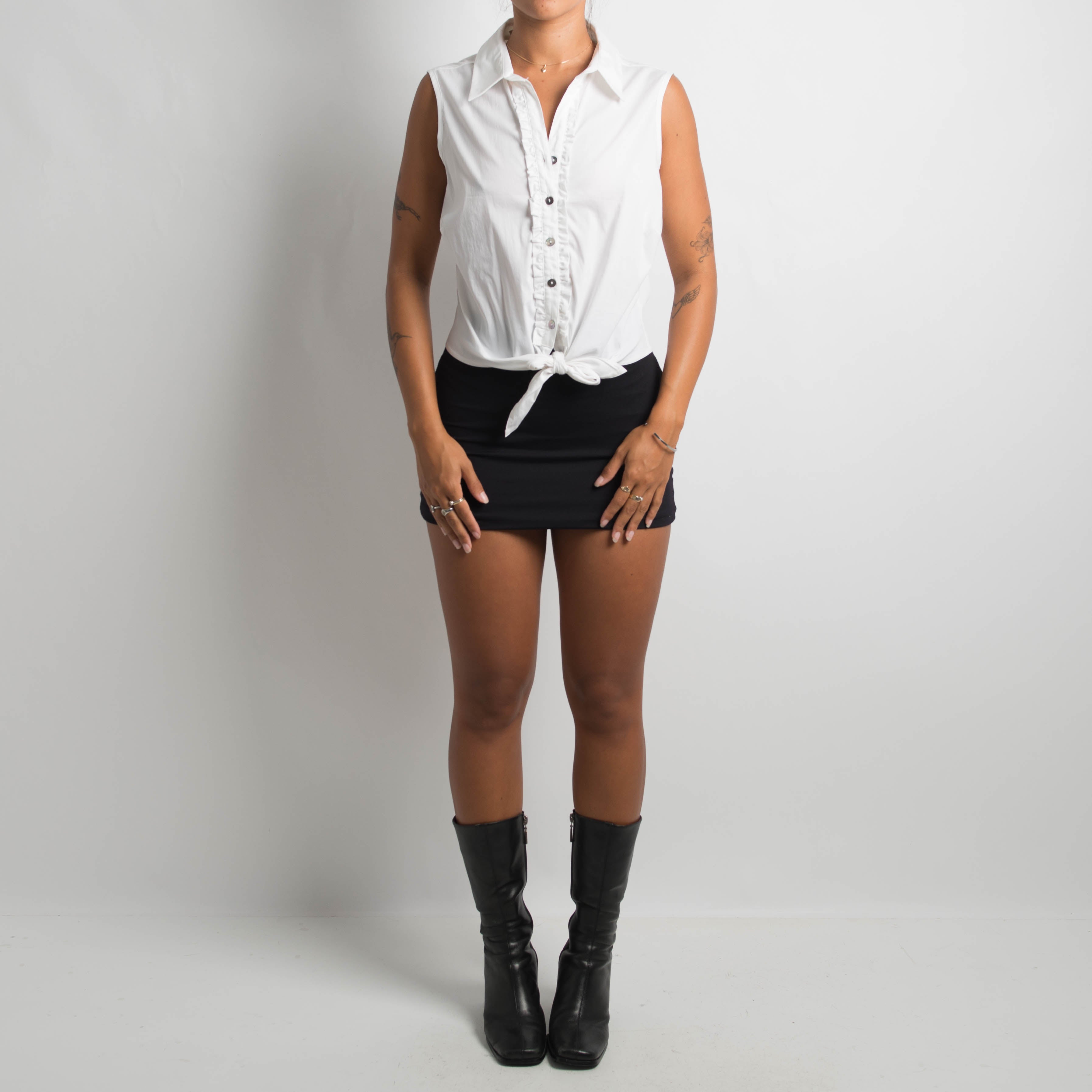 WHITE SLEEVELESS BLOUSE