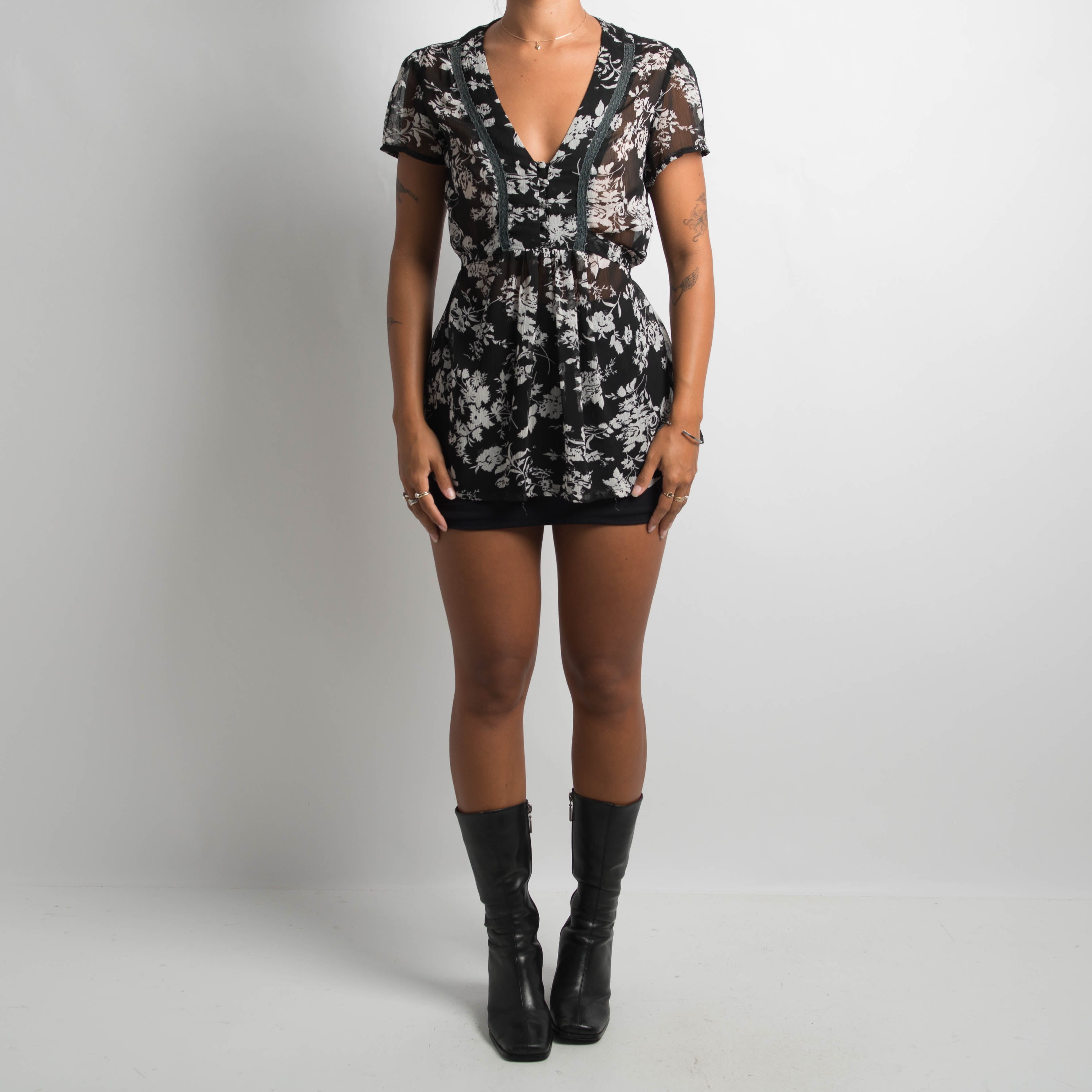 SHEER PATTERNED BLOUSE