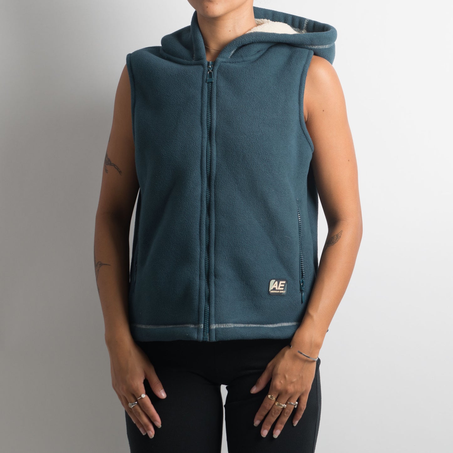 BLUE HOODED FLEECE VEST