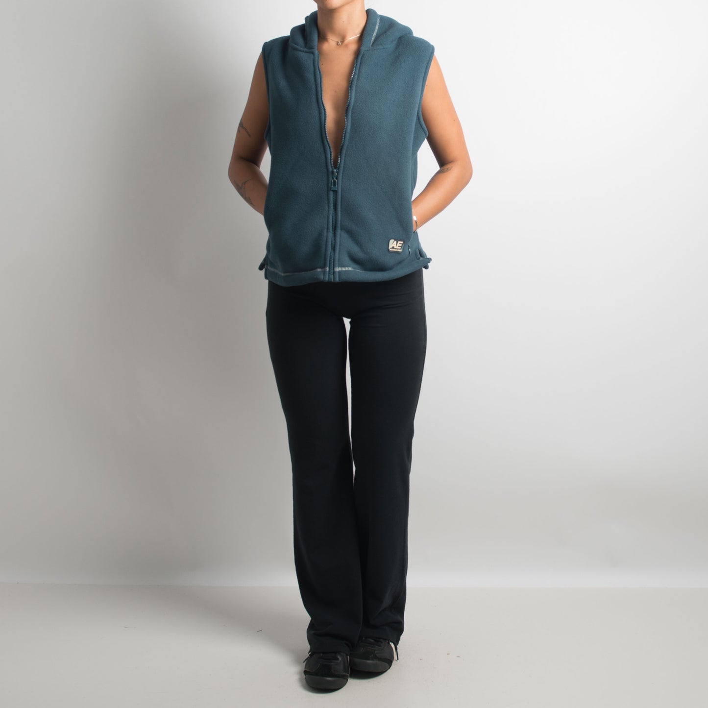 BLUE HOODED FLEECE VEST