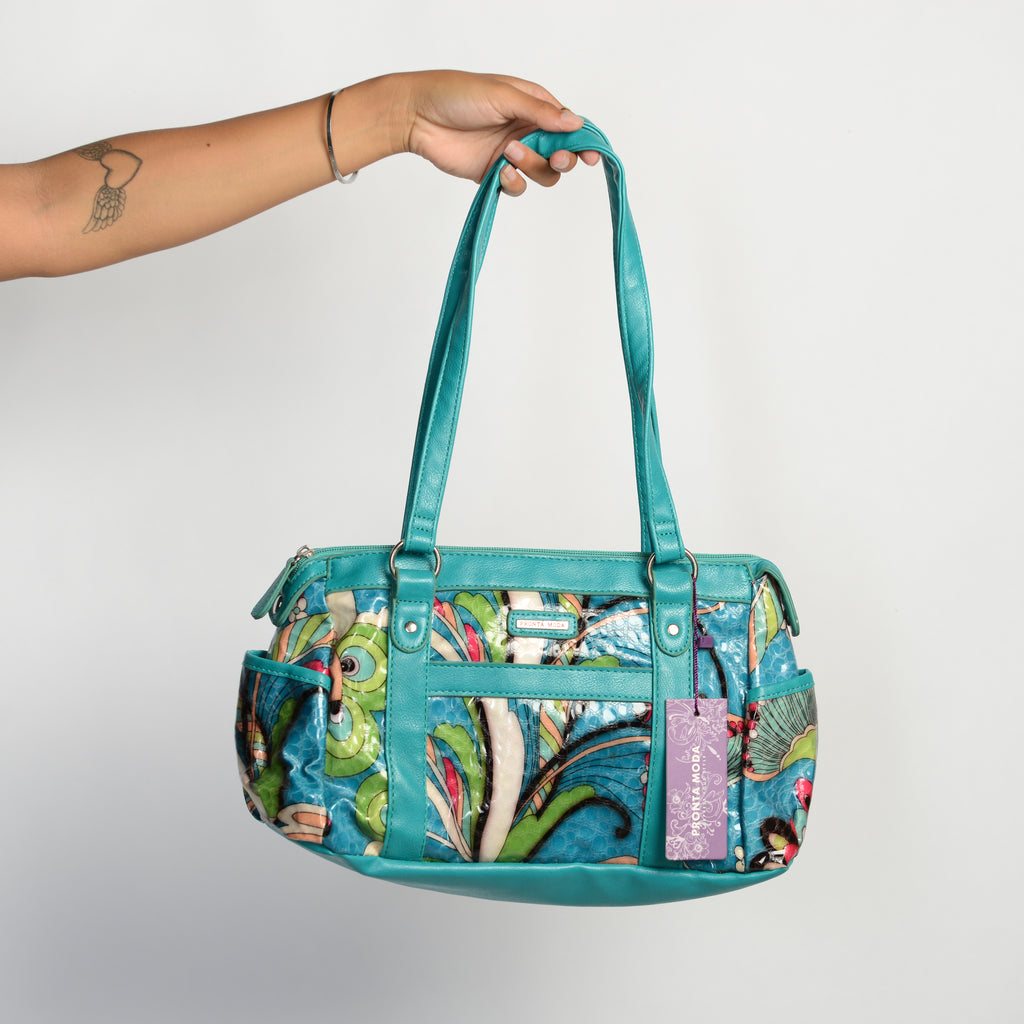 TEAL PATTERN SHOULDER BAG