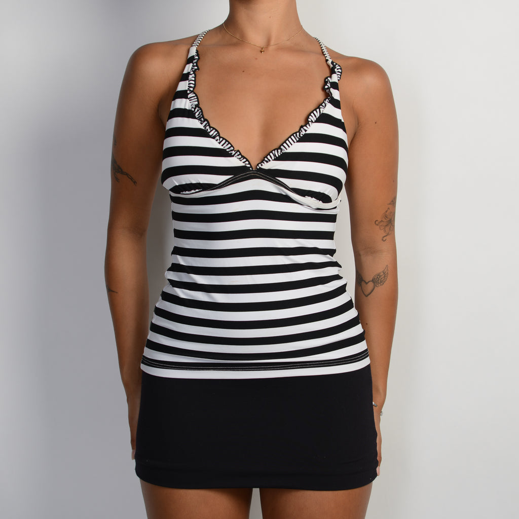 B&W STRIPE TANKINI TOP