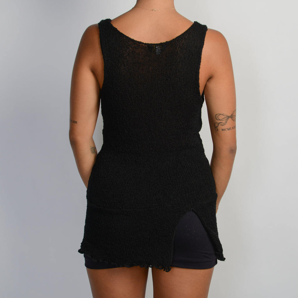 BLACK CROCHET KNIT TOP