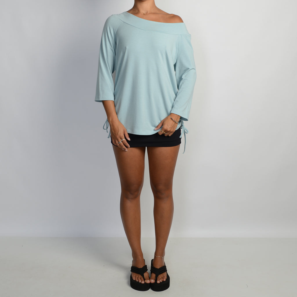PASTEL BLUE RUCHED TOP