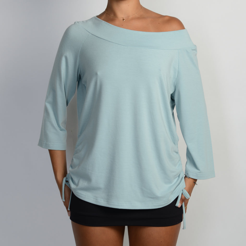 PASTEL BLUE RUCHED TOP