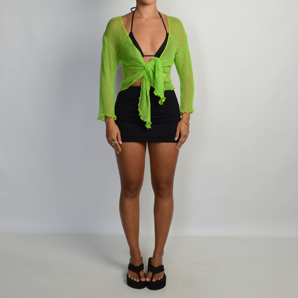 GREEN CROCHET TIE TOP