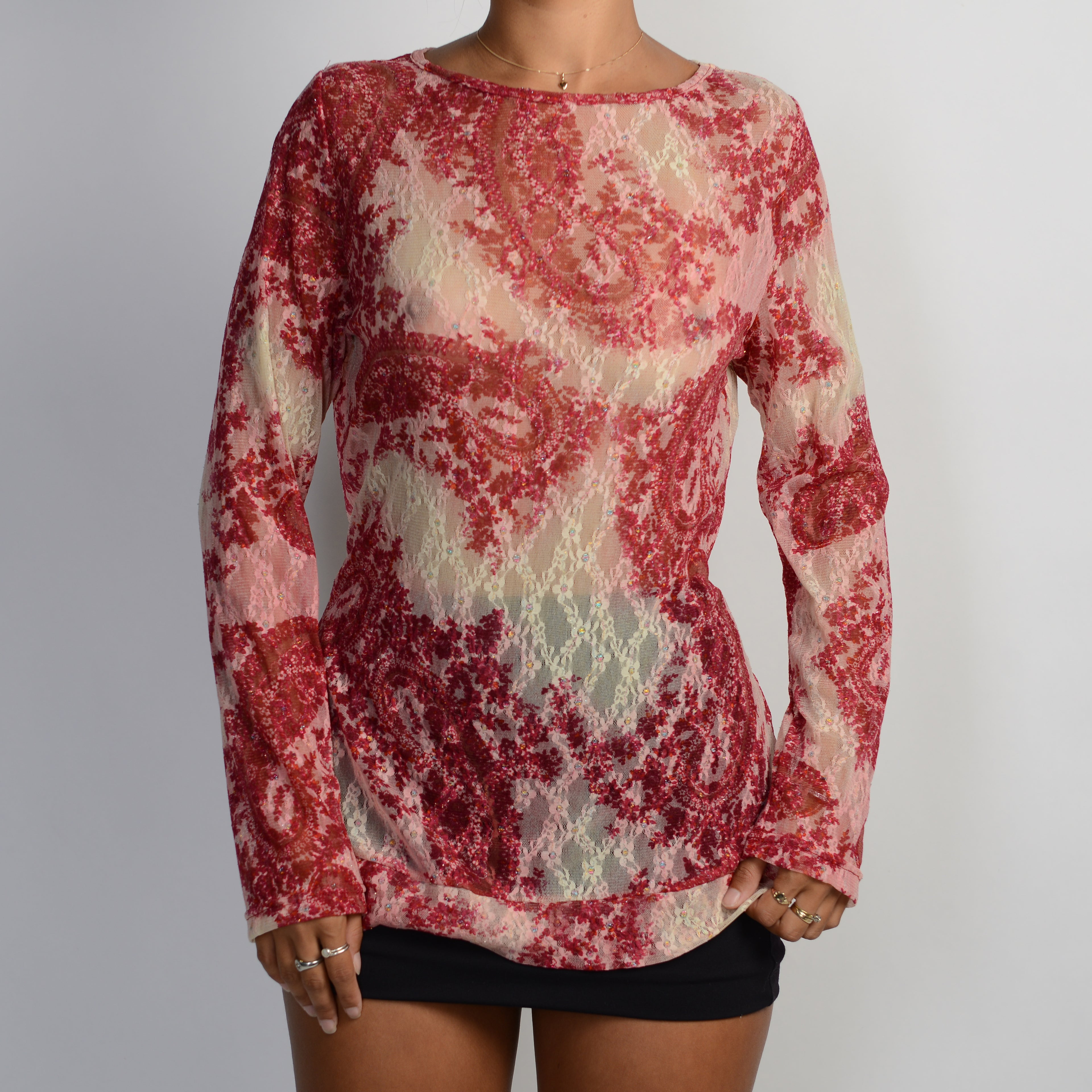 SHEER LACE LONG SLEEVE TOP