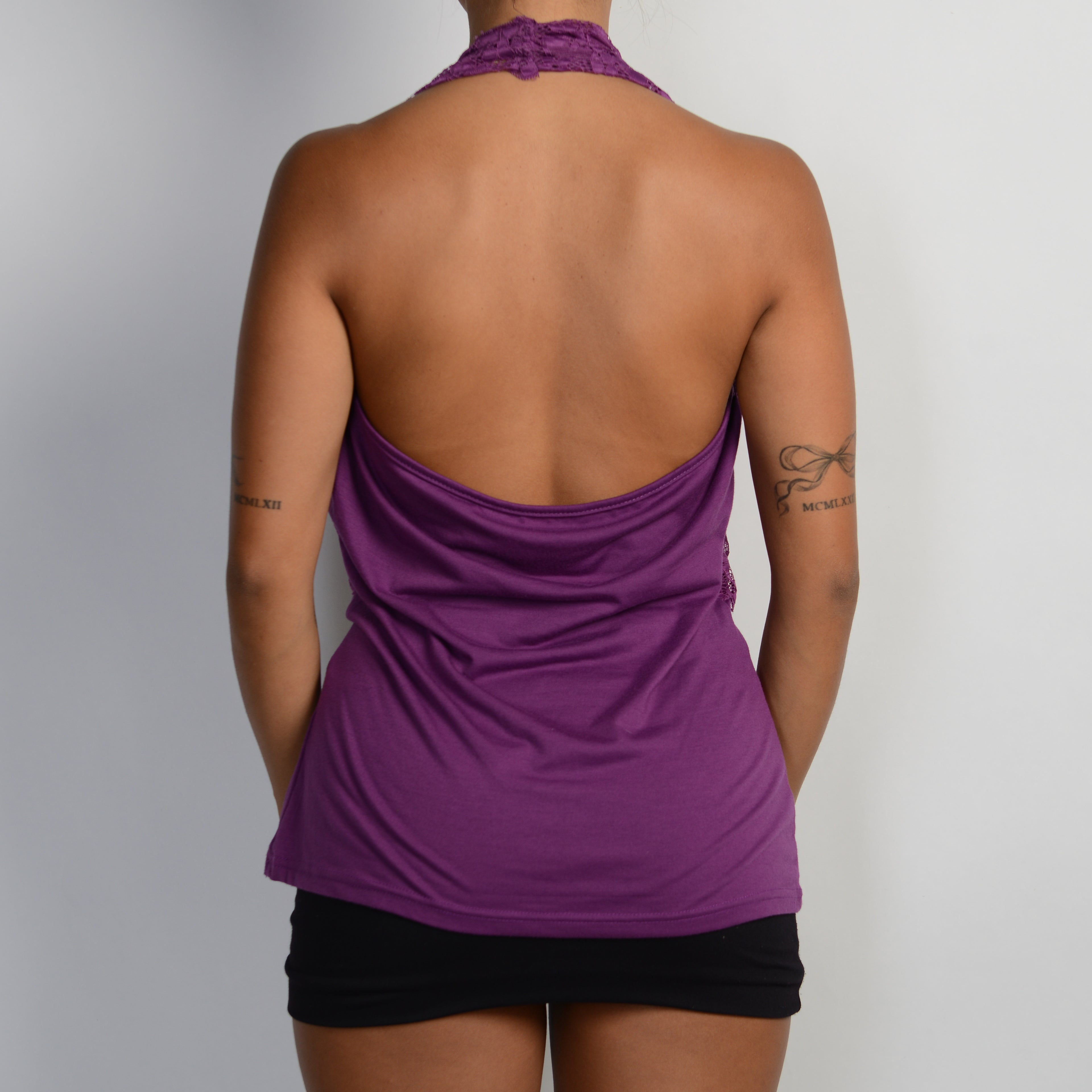 PURPLE LACE HALTER TOP
