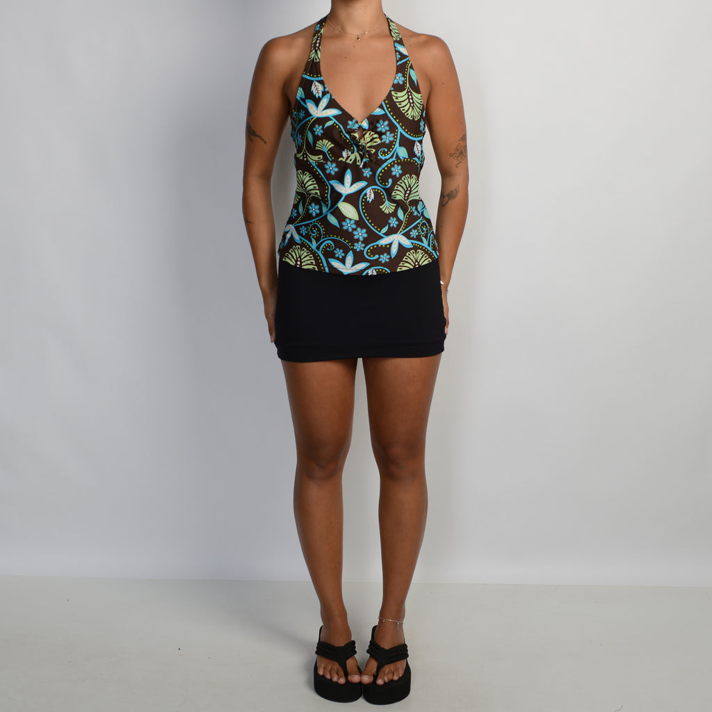 FLORAL HALTER TANKINI TOP