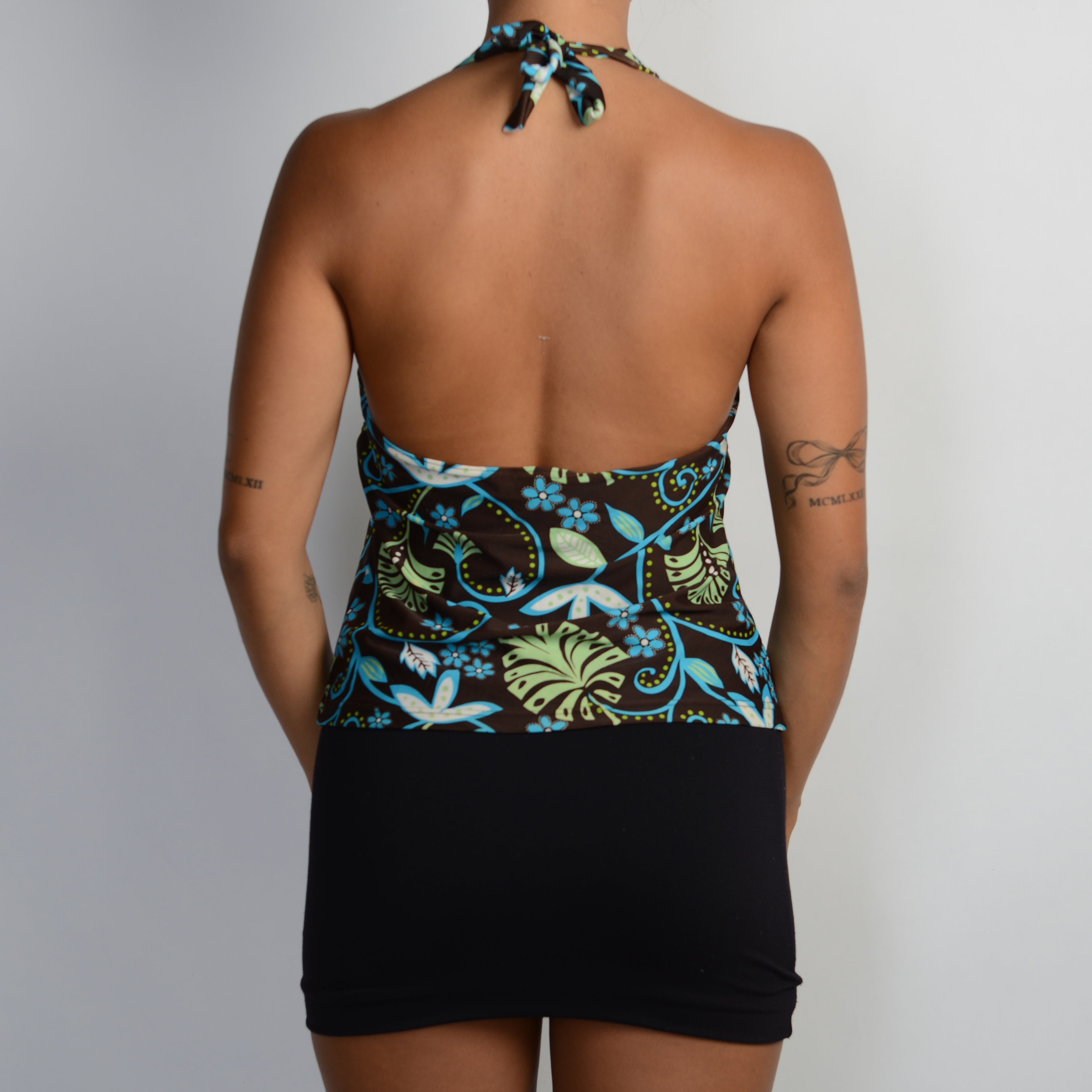 FLORAL HALTER TANKINI TOP