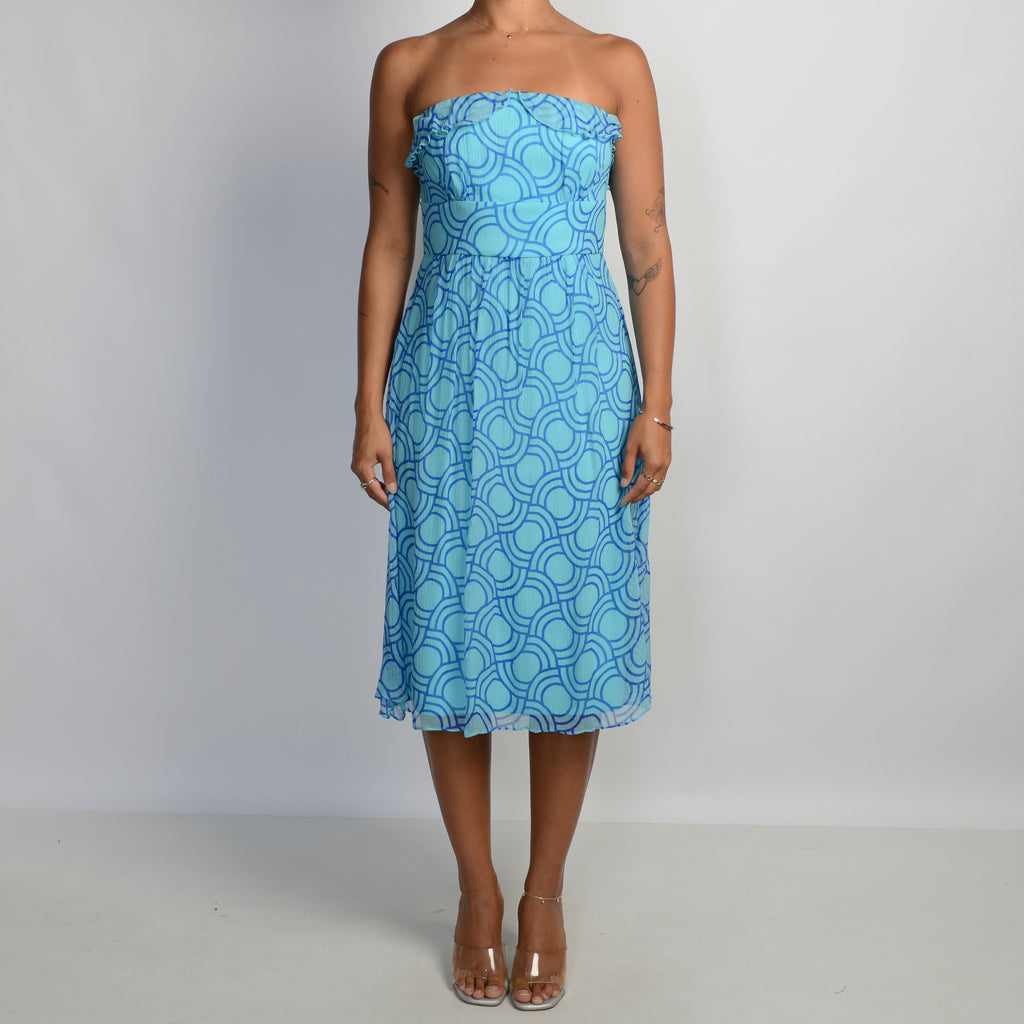 BLUE SILK MIDI DRESS