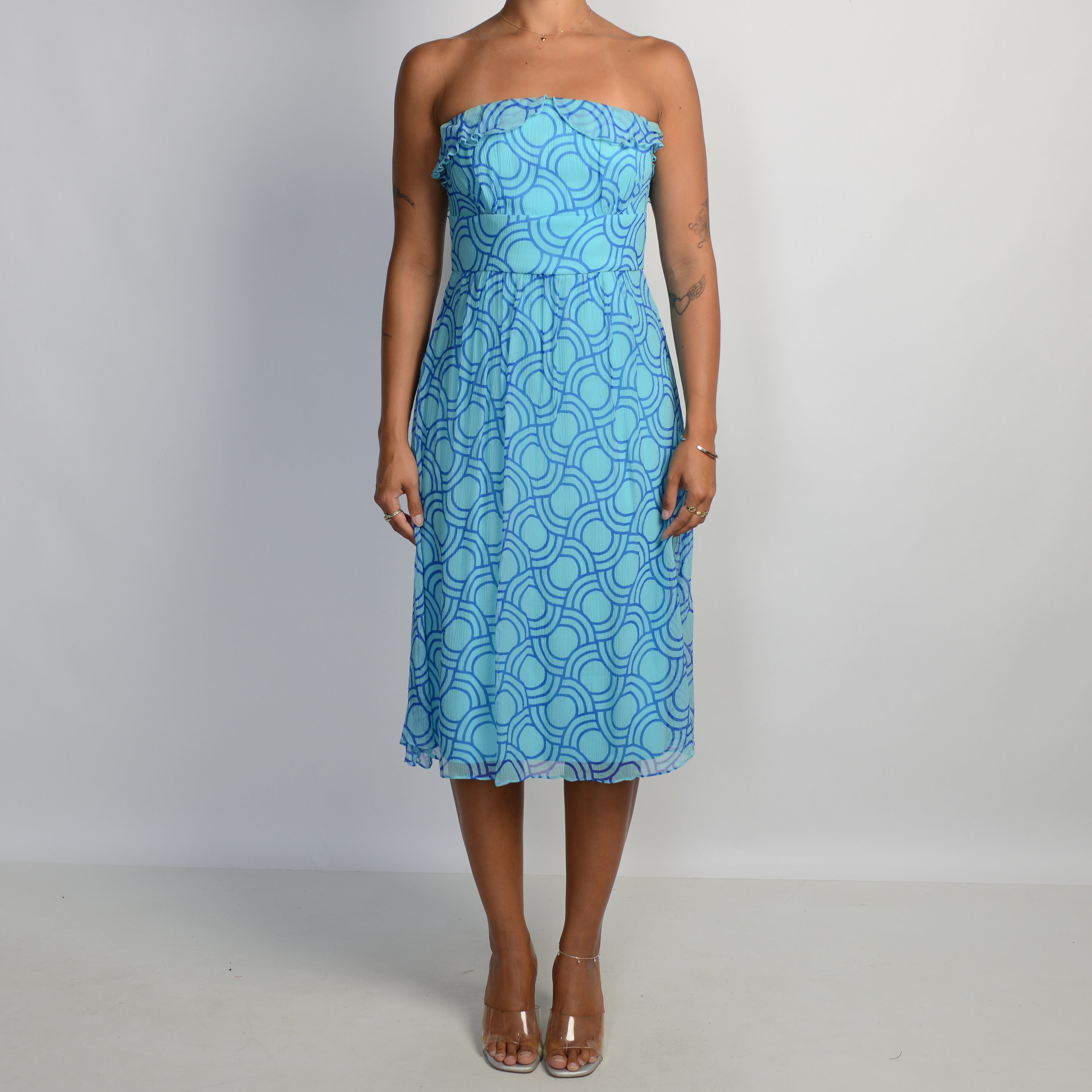 BLUE SILK MIDI DRESS