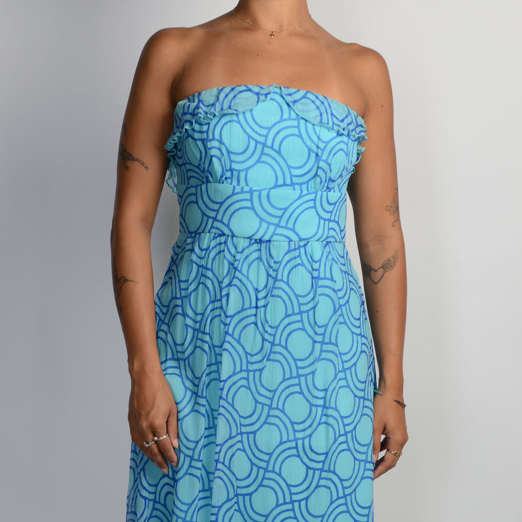 BLUE SILK MIDI DRESS