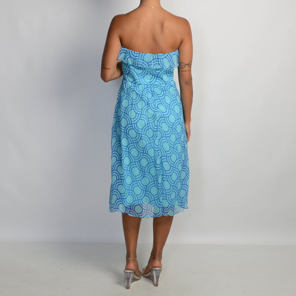 BLUE SILK MIDI DRESS