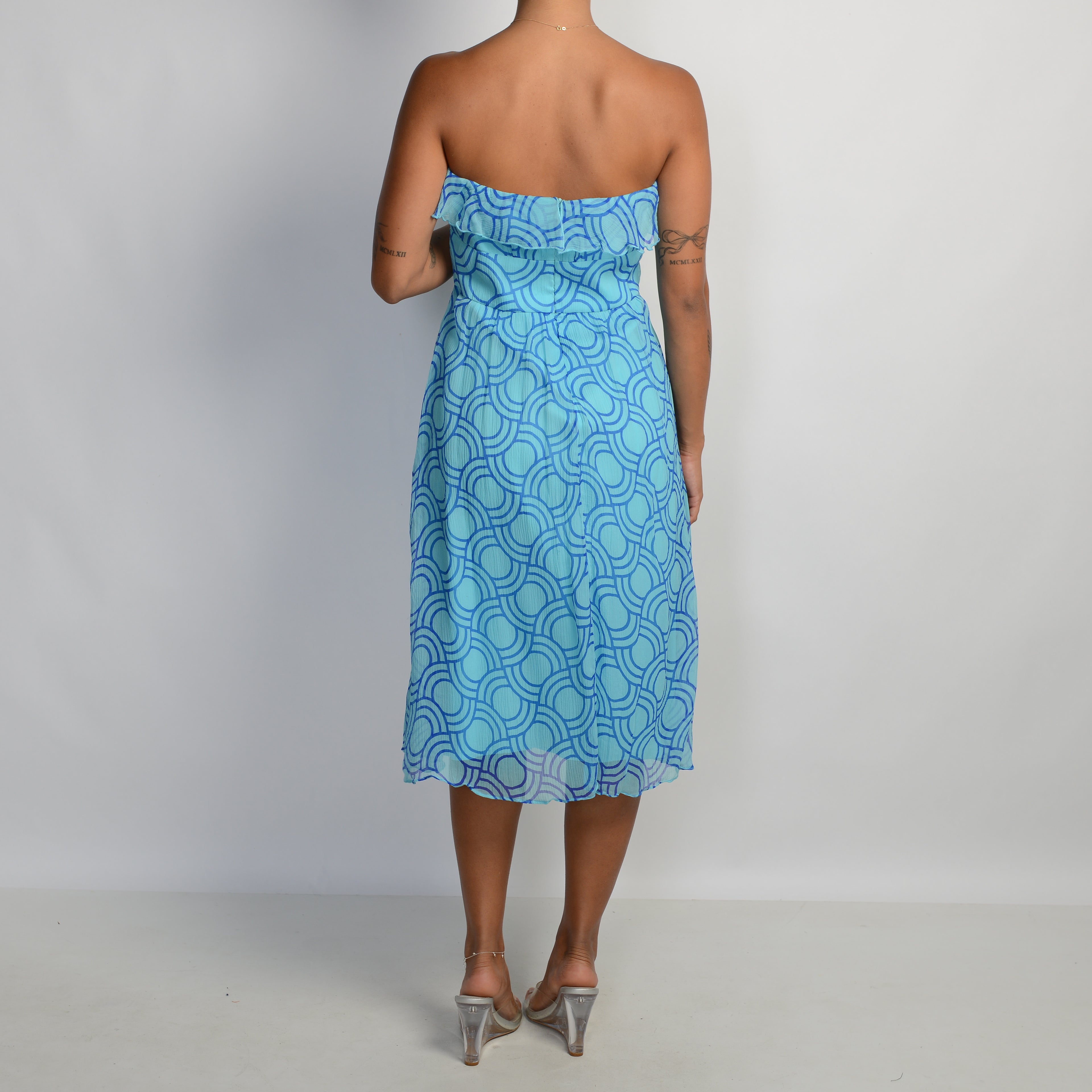 BLUE SILK MIDI DRESS