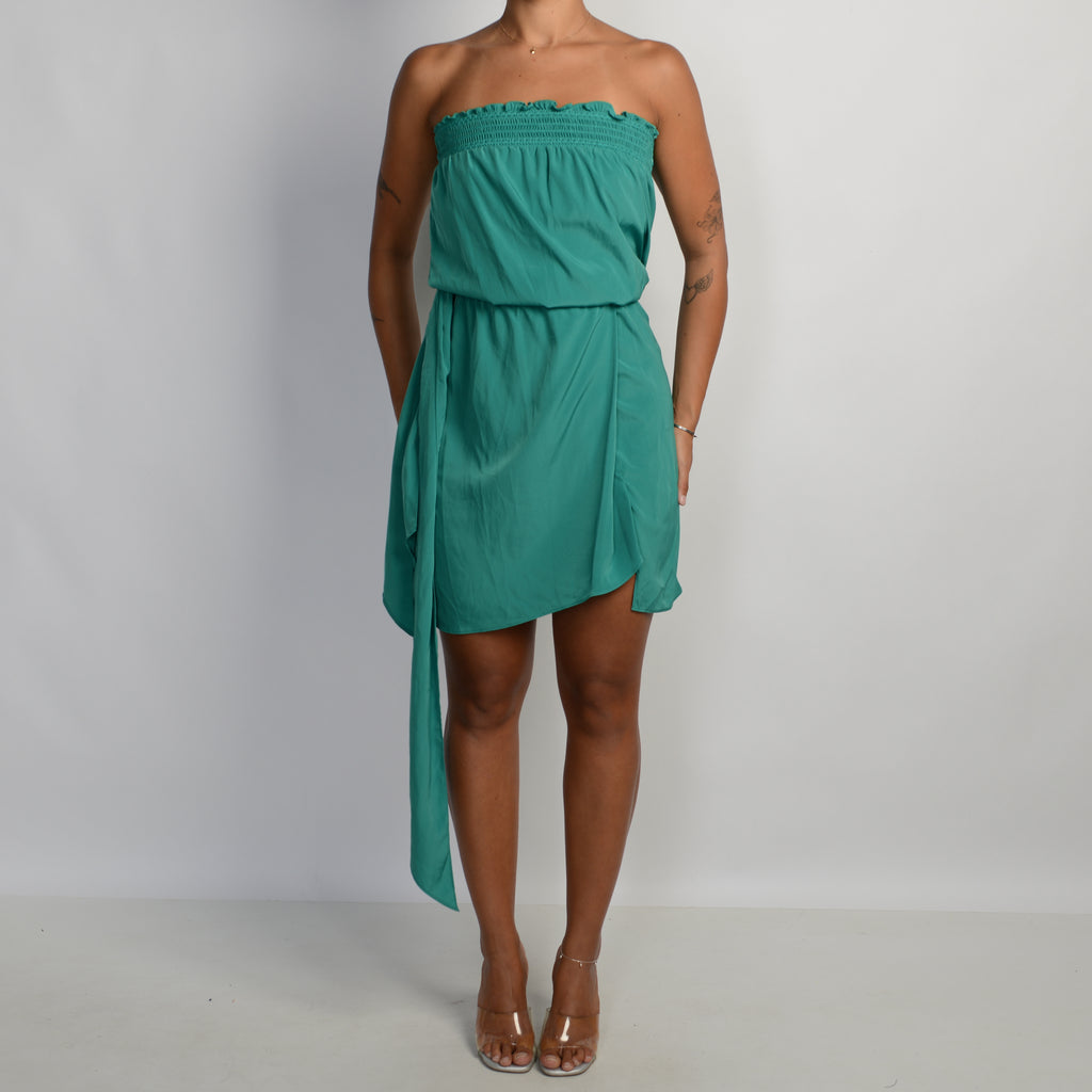 GREEN STRAPLESS DRESS