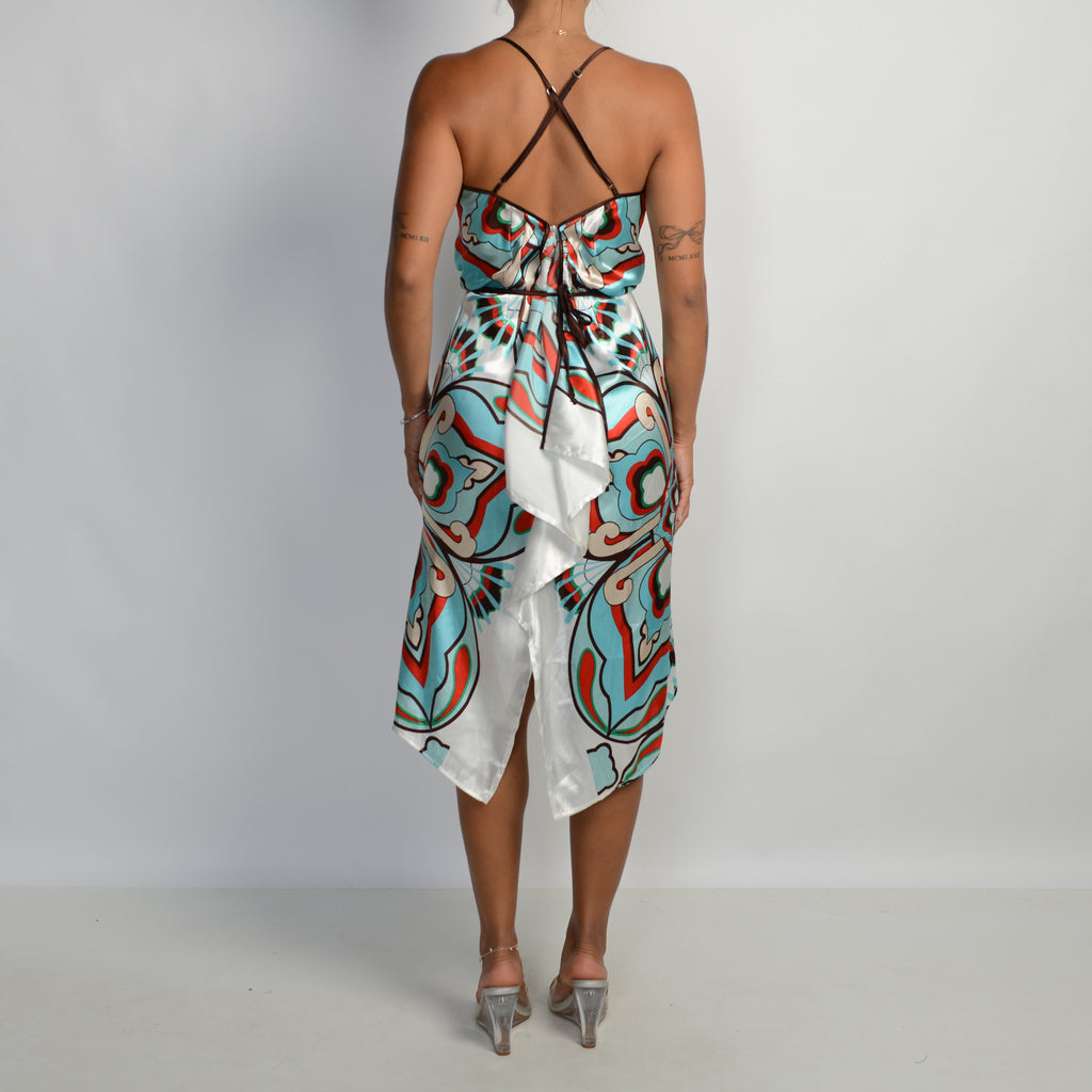 SATIN PATTERN MIDI DRESS