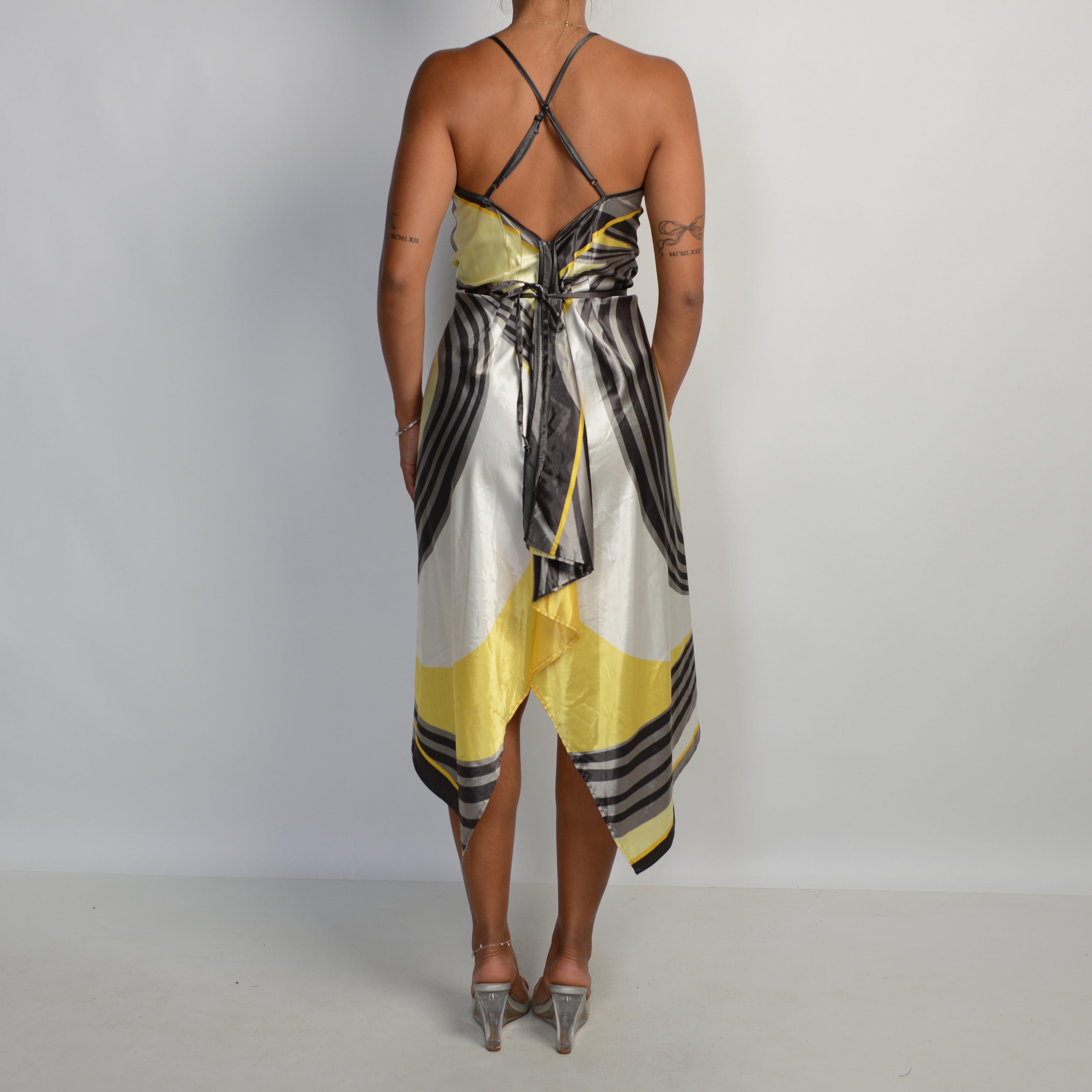 SATIN PATTERN MIDI DRESS