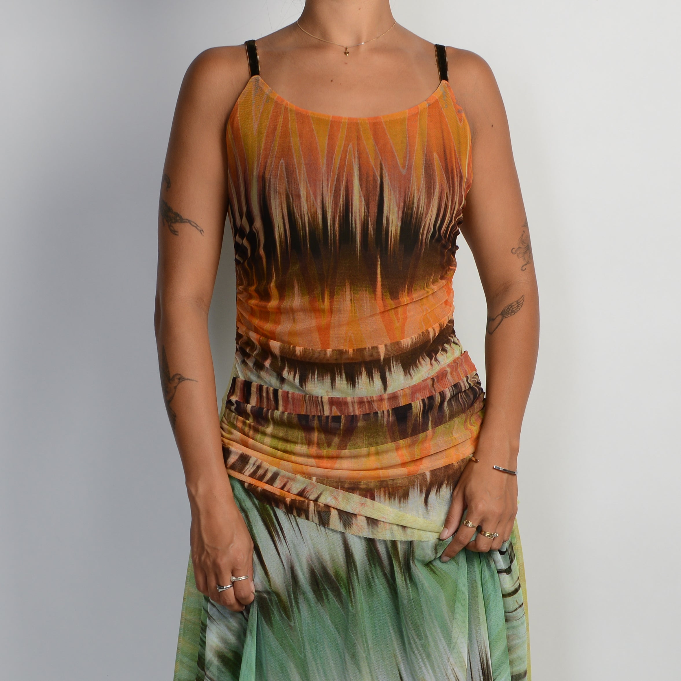 MESH PATTERN MIDI DRESS