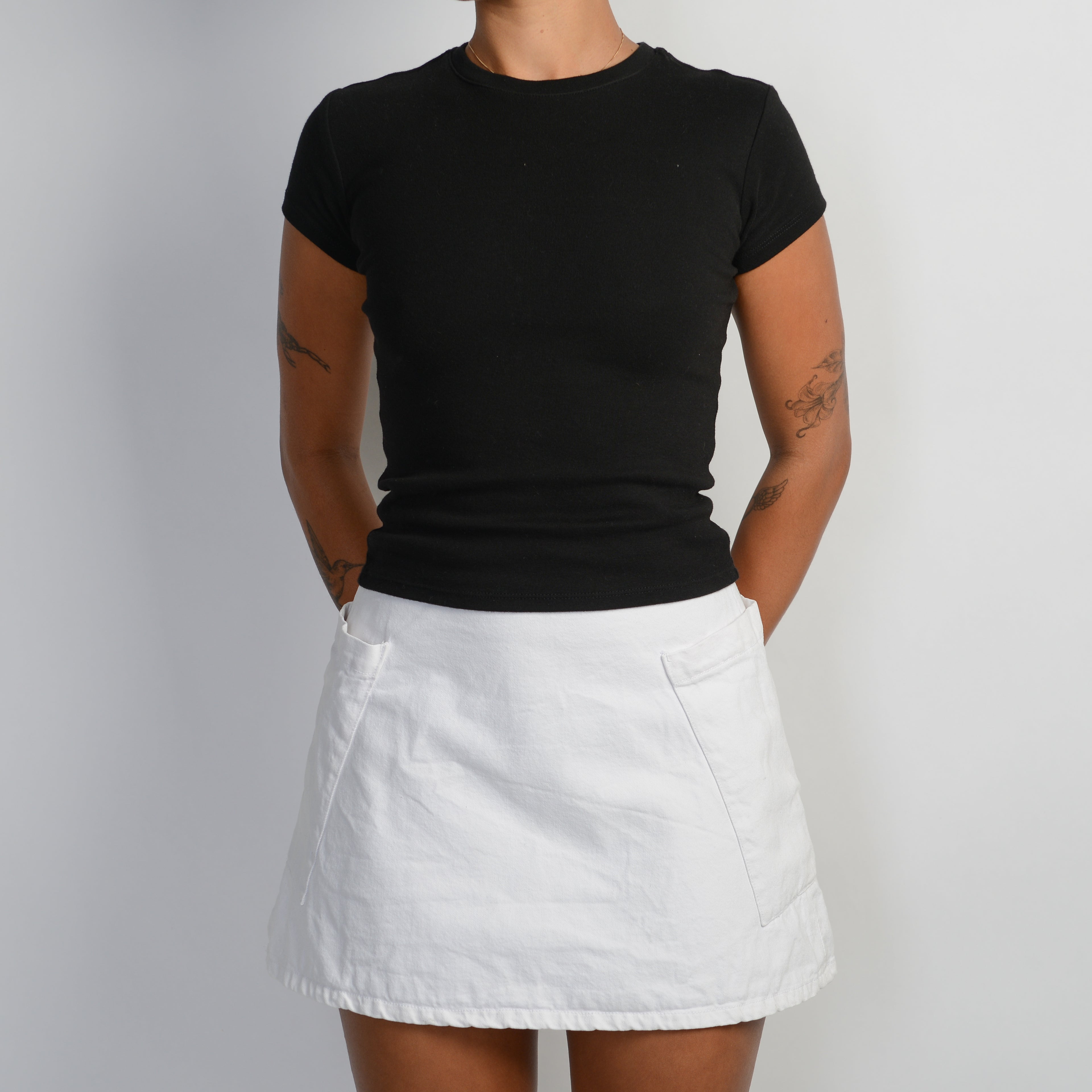 WHITE DENIM A-LINE SKIRT