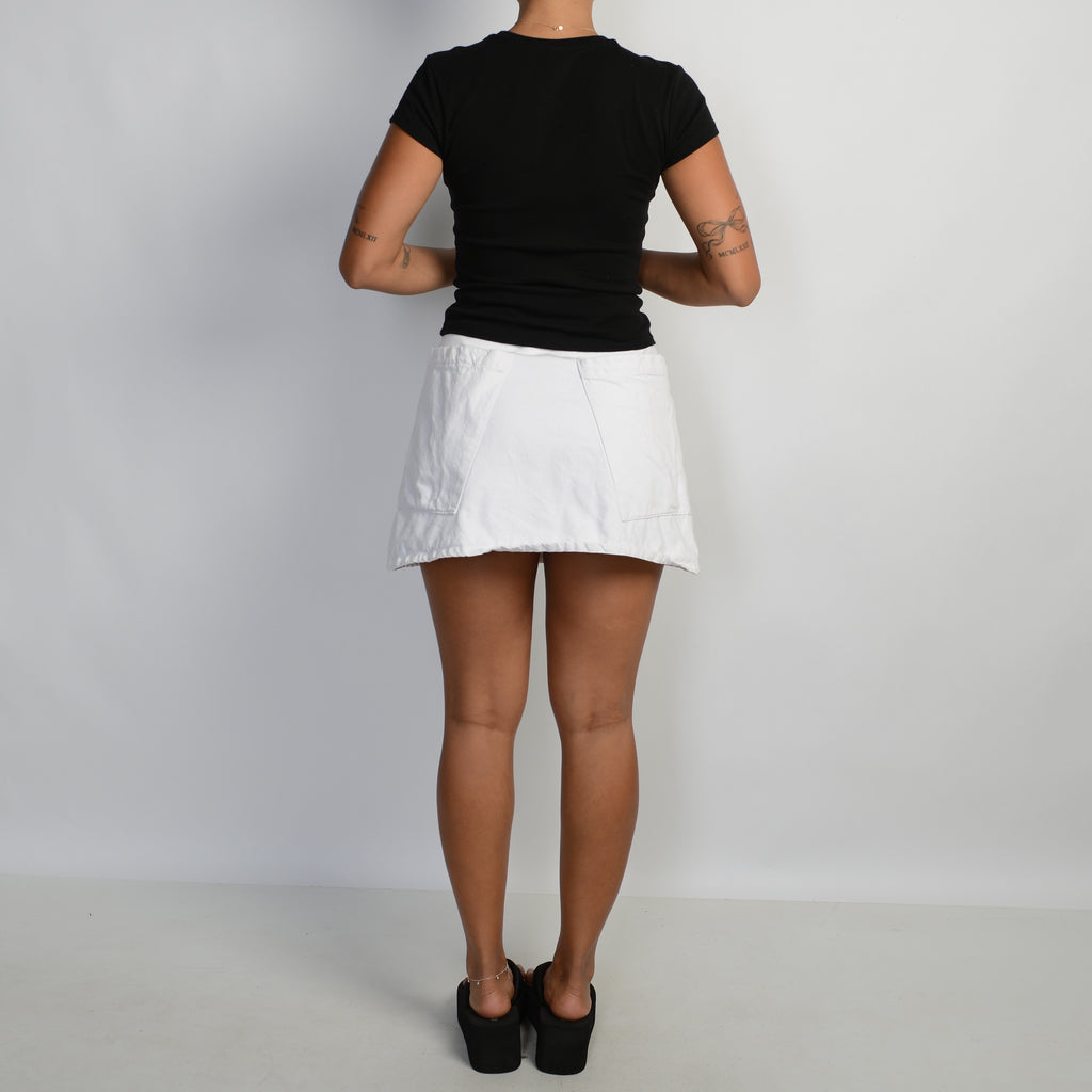WHITE DENIM A-LINE SKIRT