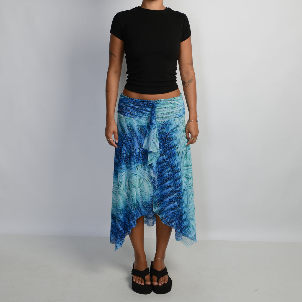 BLUE MESH MIDI SKIRT