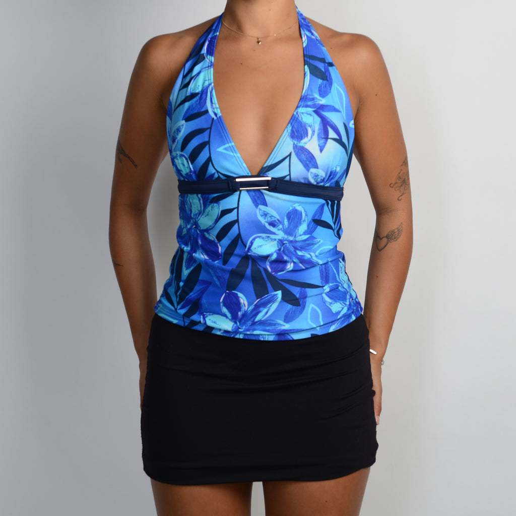 BLUE FLORAL TANKINI TOP