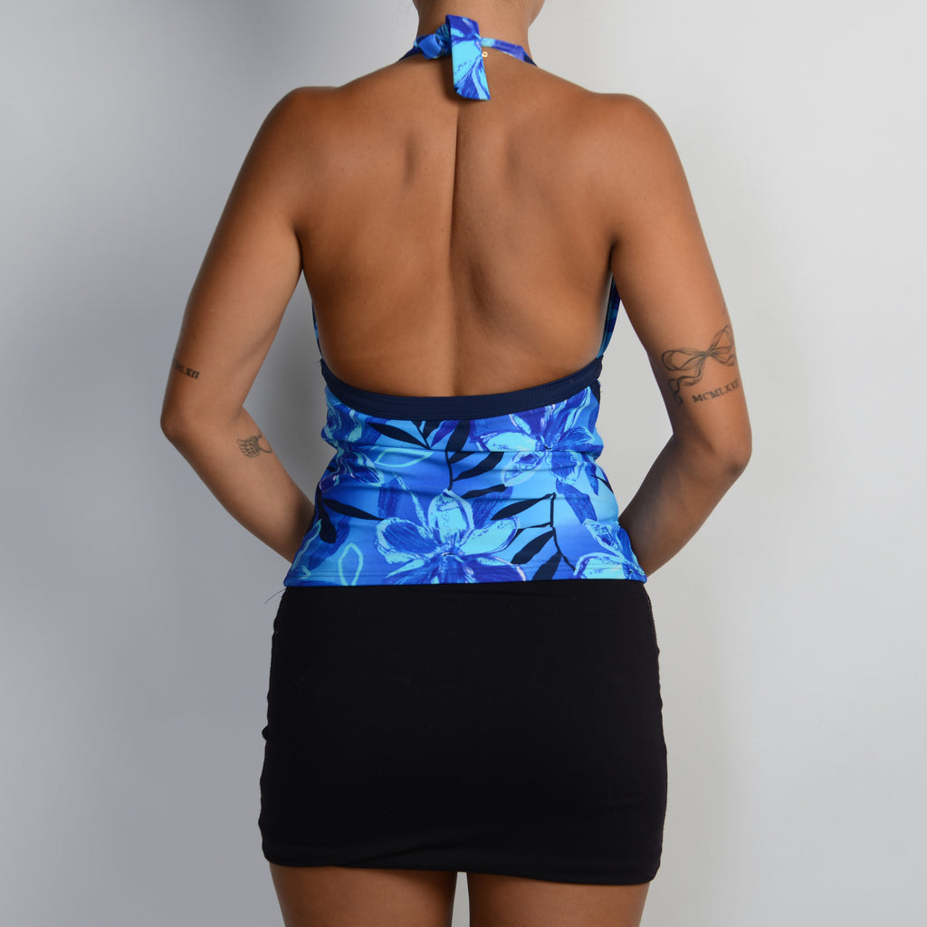 BLUE FLORAL TANKINI TOP