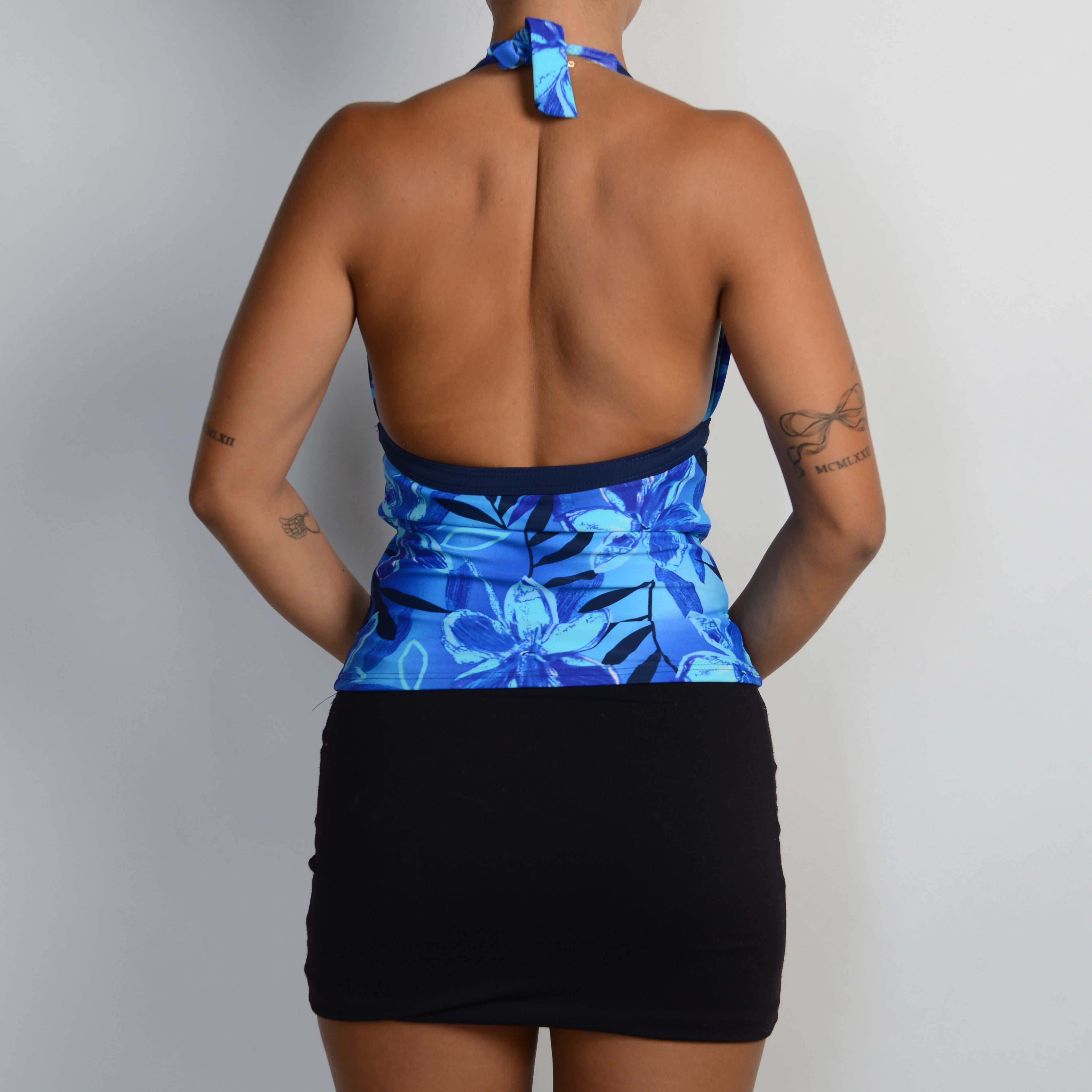 BLUE FLORAL TANKINI TOP