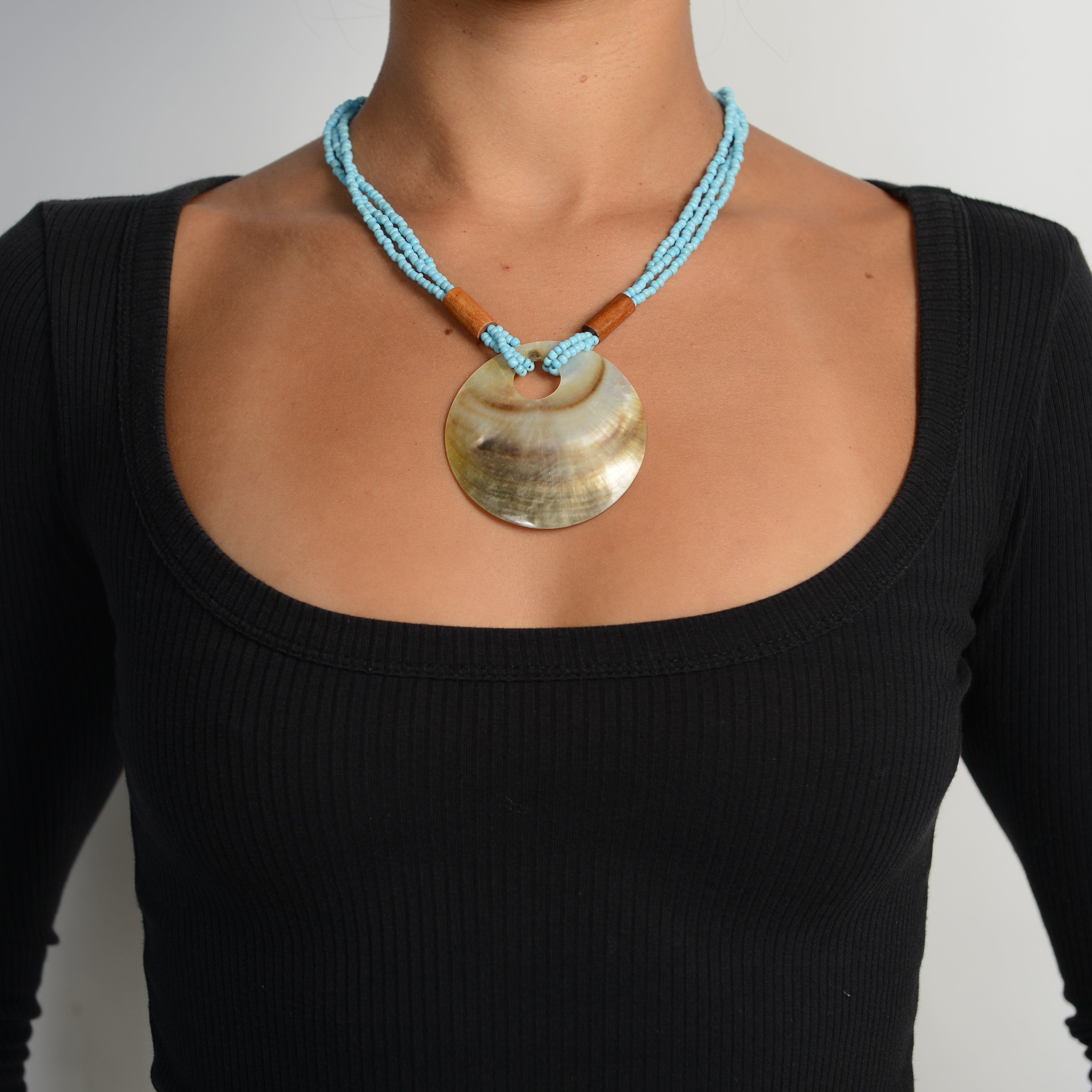 BLUE BEADED NECKLACE