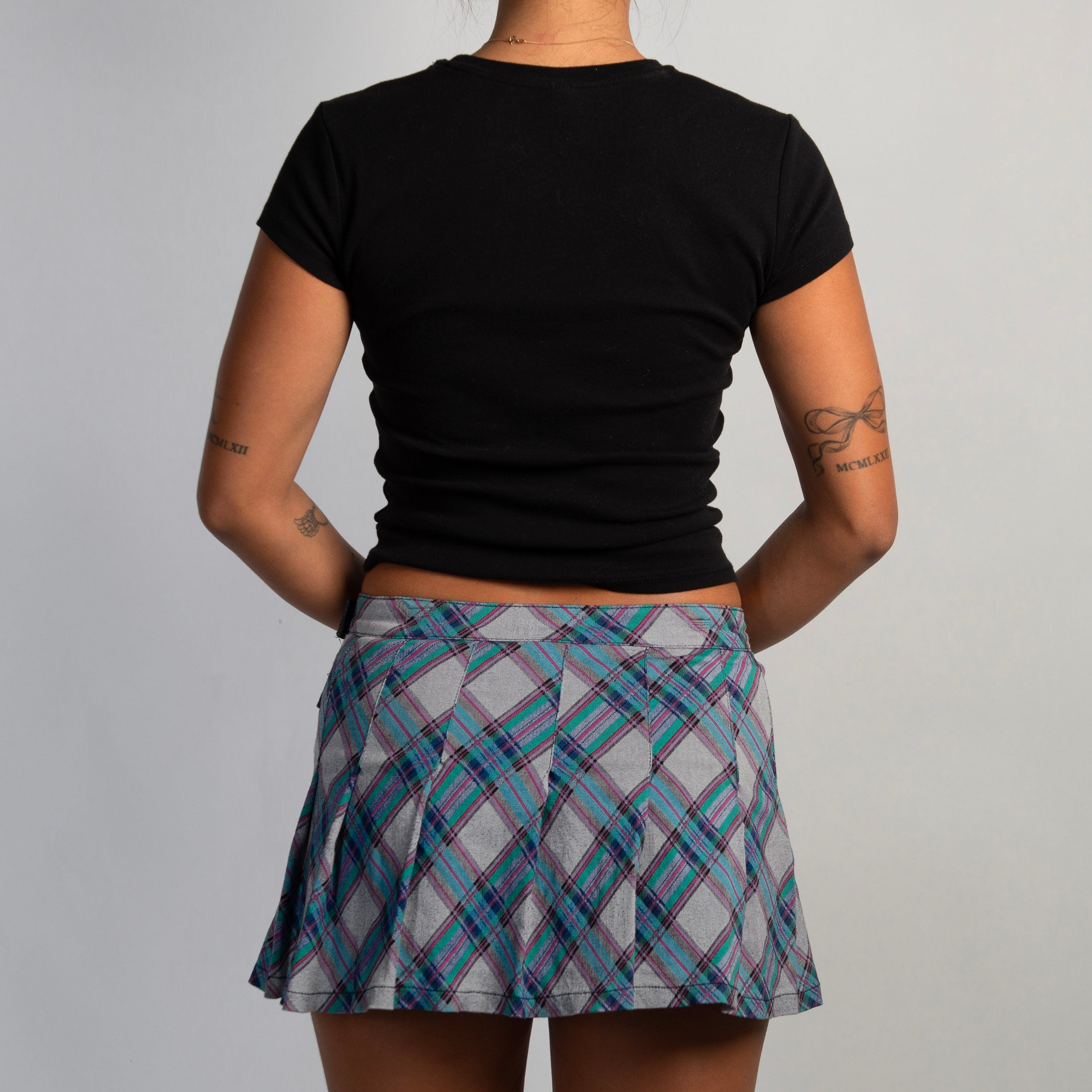 GREY PLAID MINI SKIRT