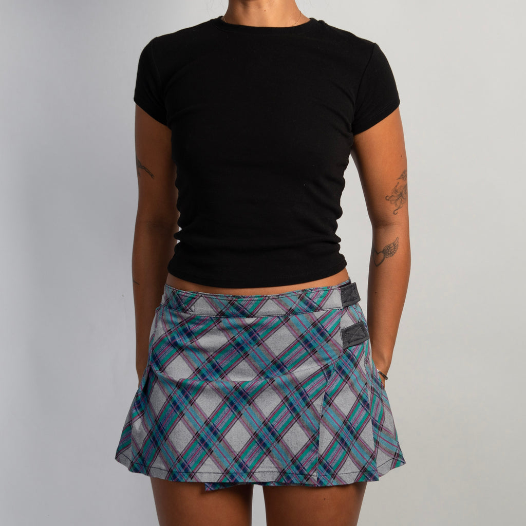 GREY PLAID MINI SKIRT