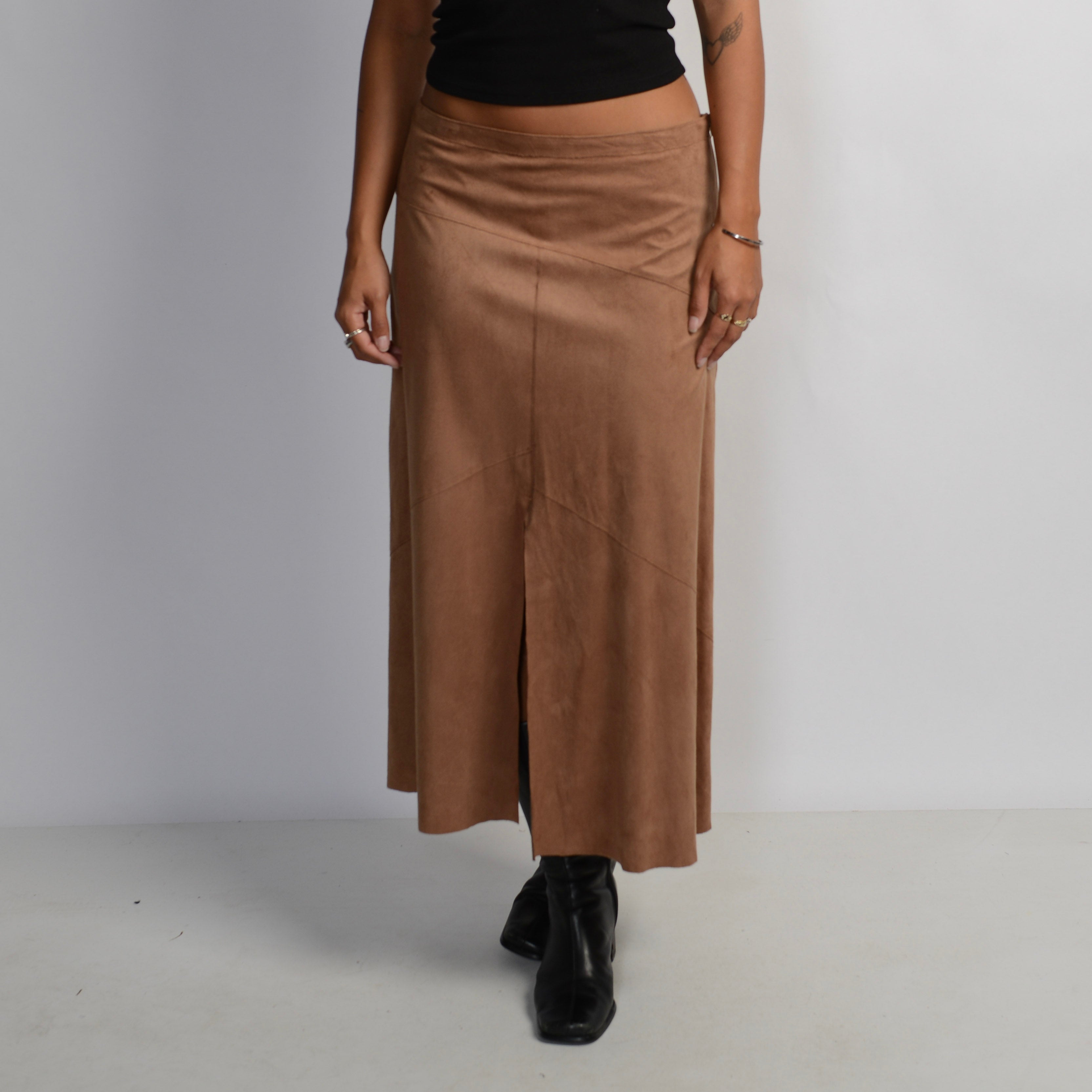 BROWN SUEDETTE SKIRT
