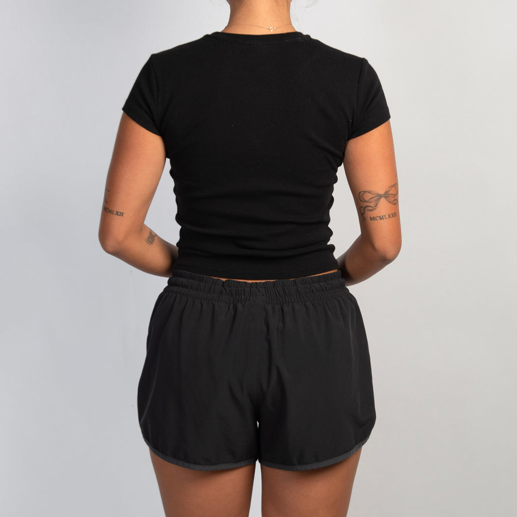 BLACK RUN SHORTS