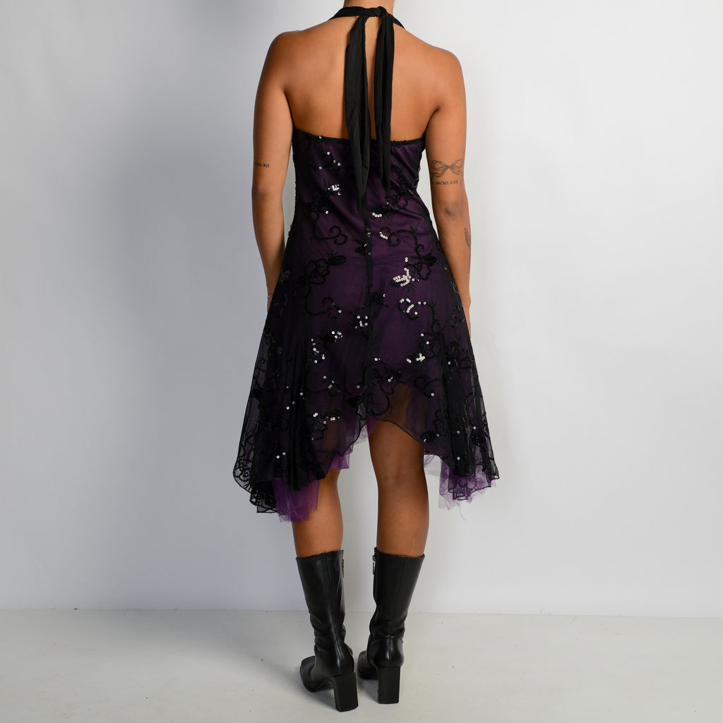 SEQUIN MESH MIDI DRESS