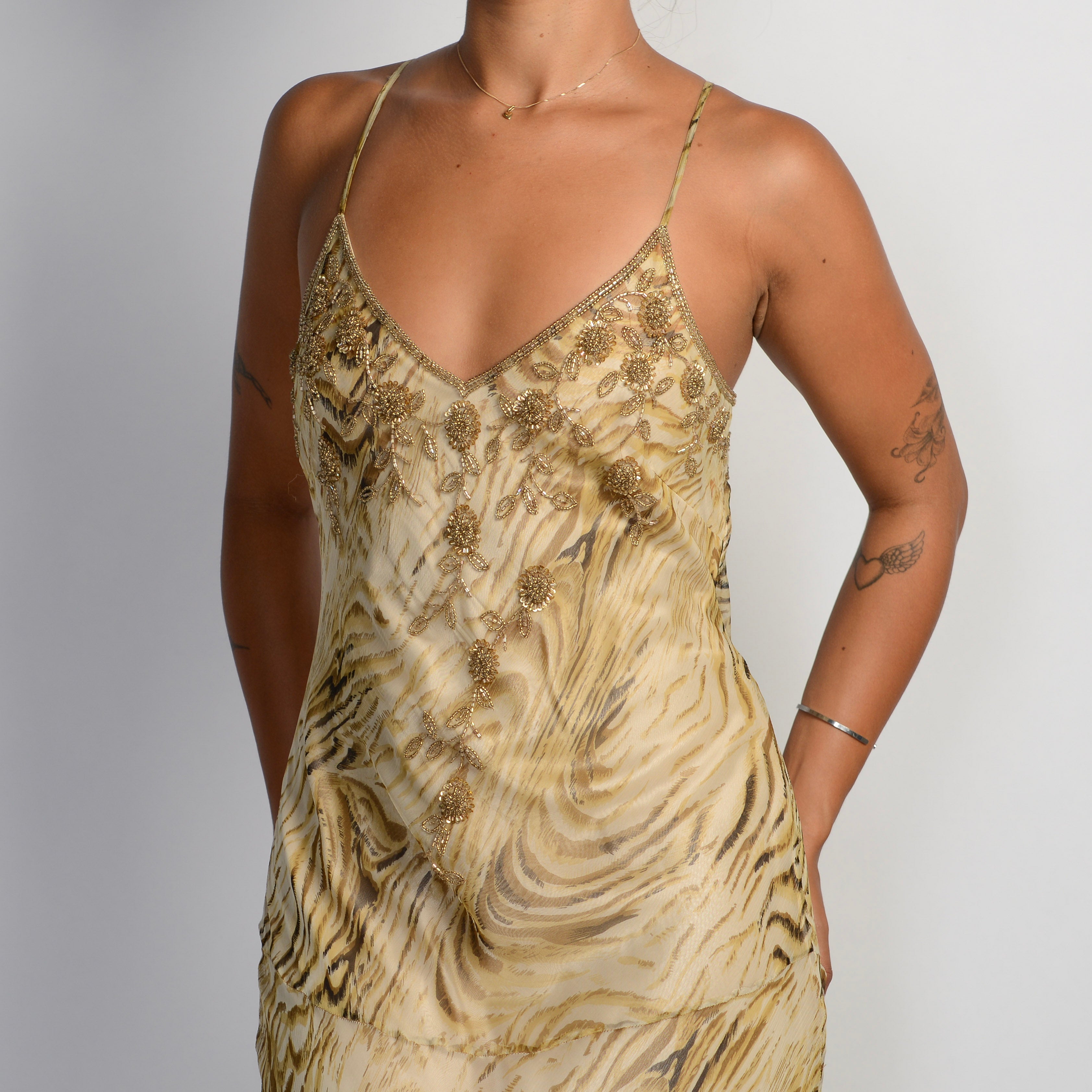 ANIMAL PRINT BEADED GOWN