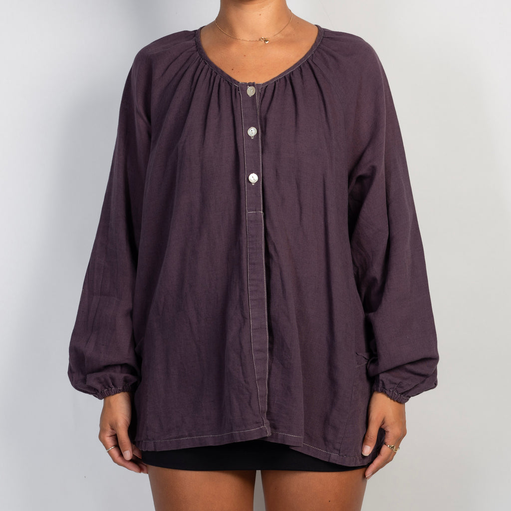 INDIGO LINEN BLOUSE