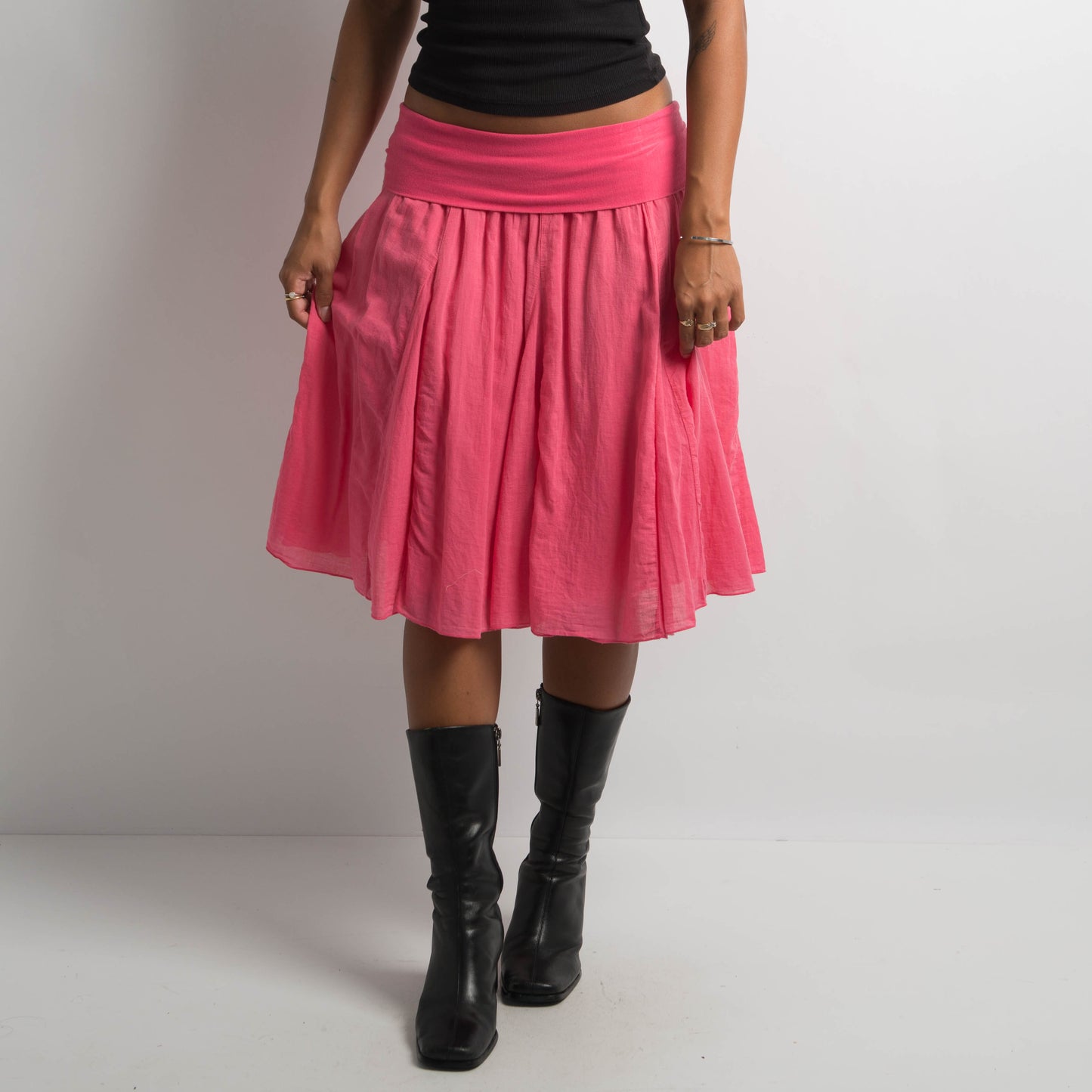 HOT PINK MIDI SKIRT