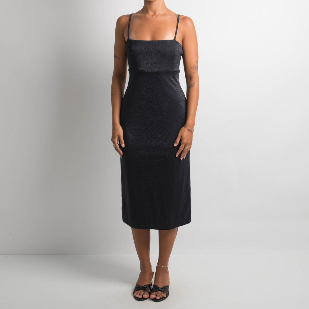 BLACK SHIMMER MIDI DRESS