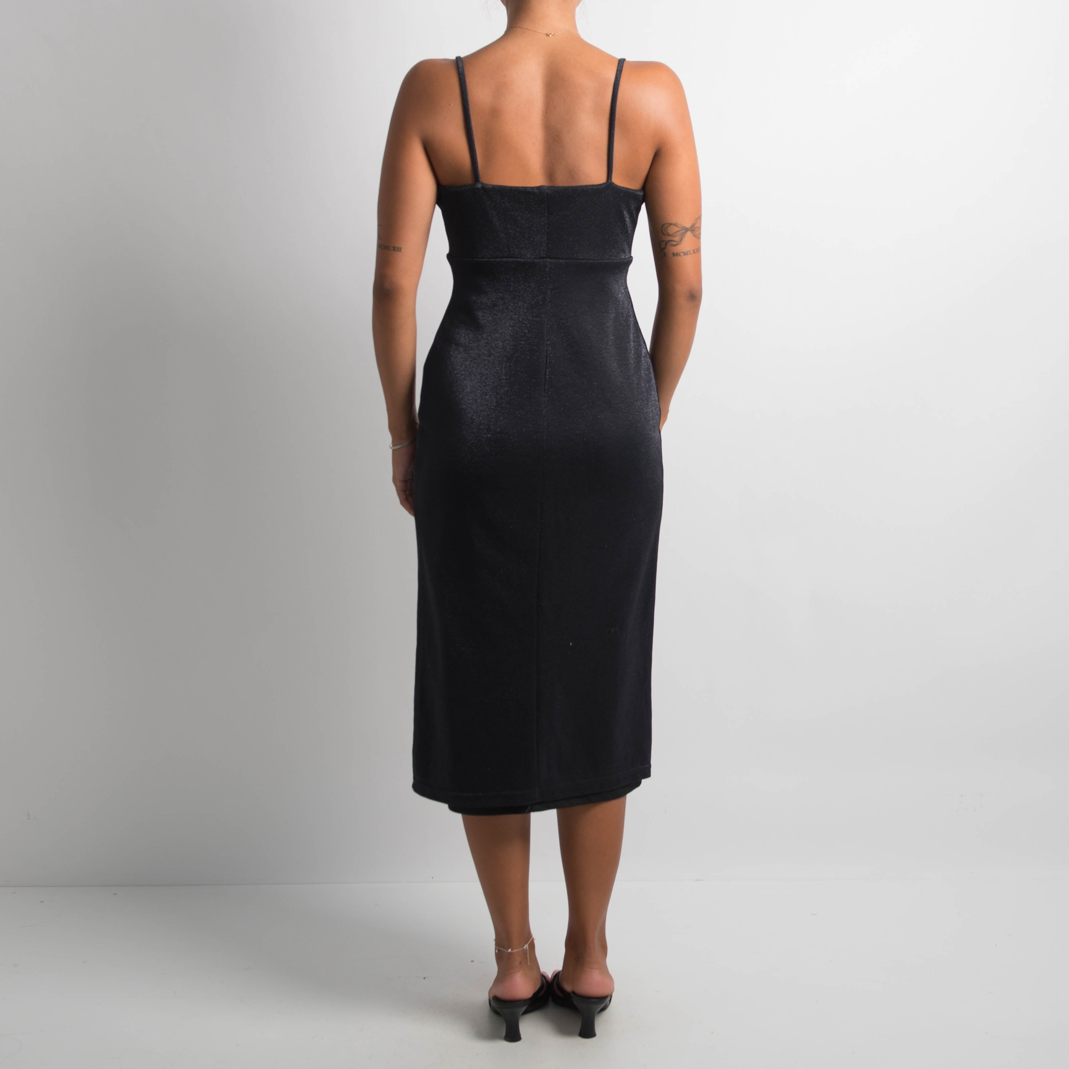 BLACK SHIMMER MIDI DRESS