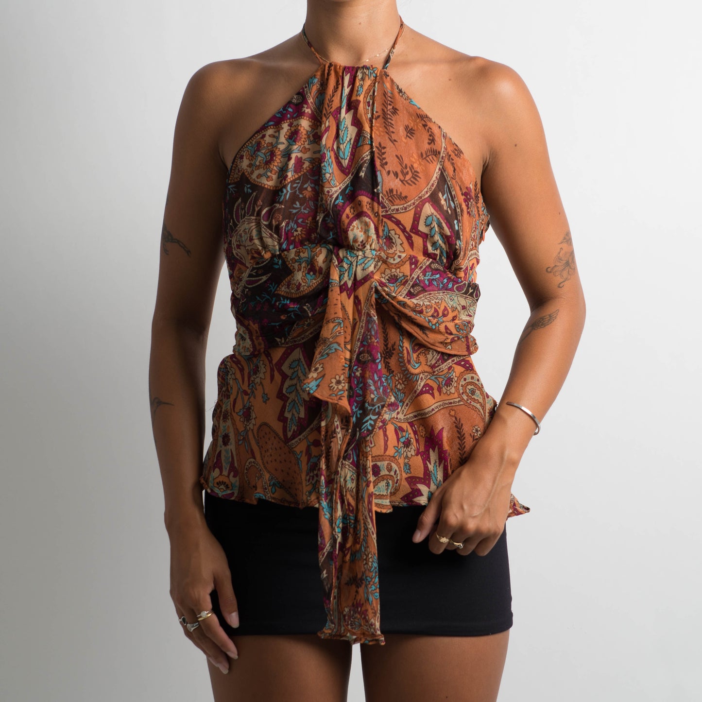 PAISLEY SILK HALTERNECK TOP