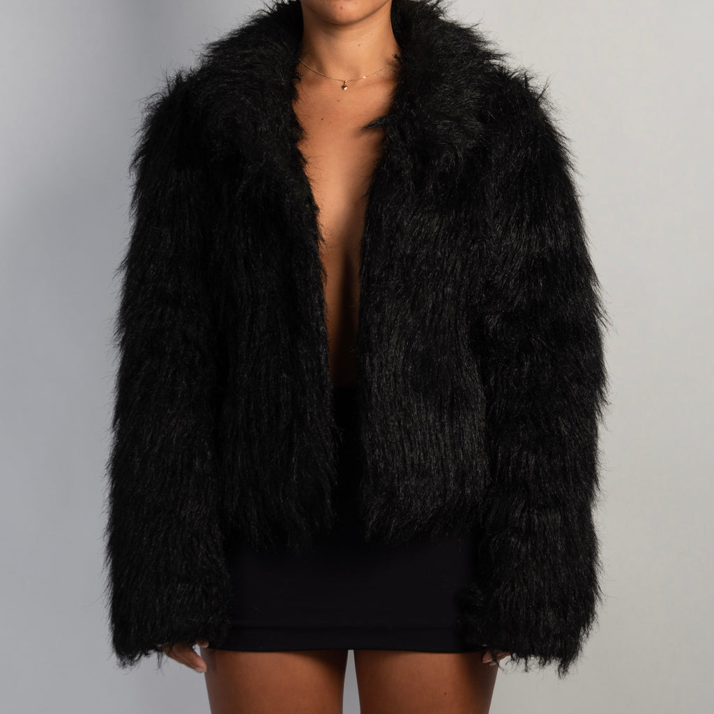 BLACK FAUX FUR JACKET